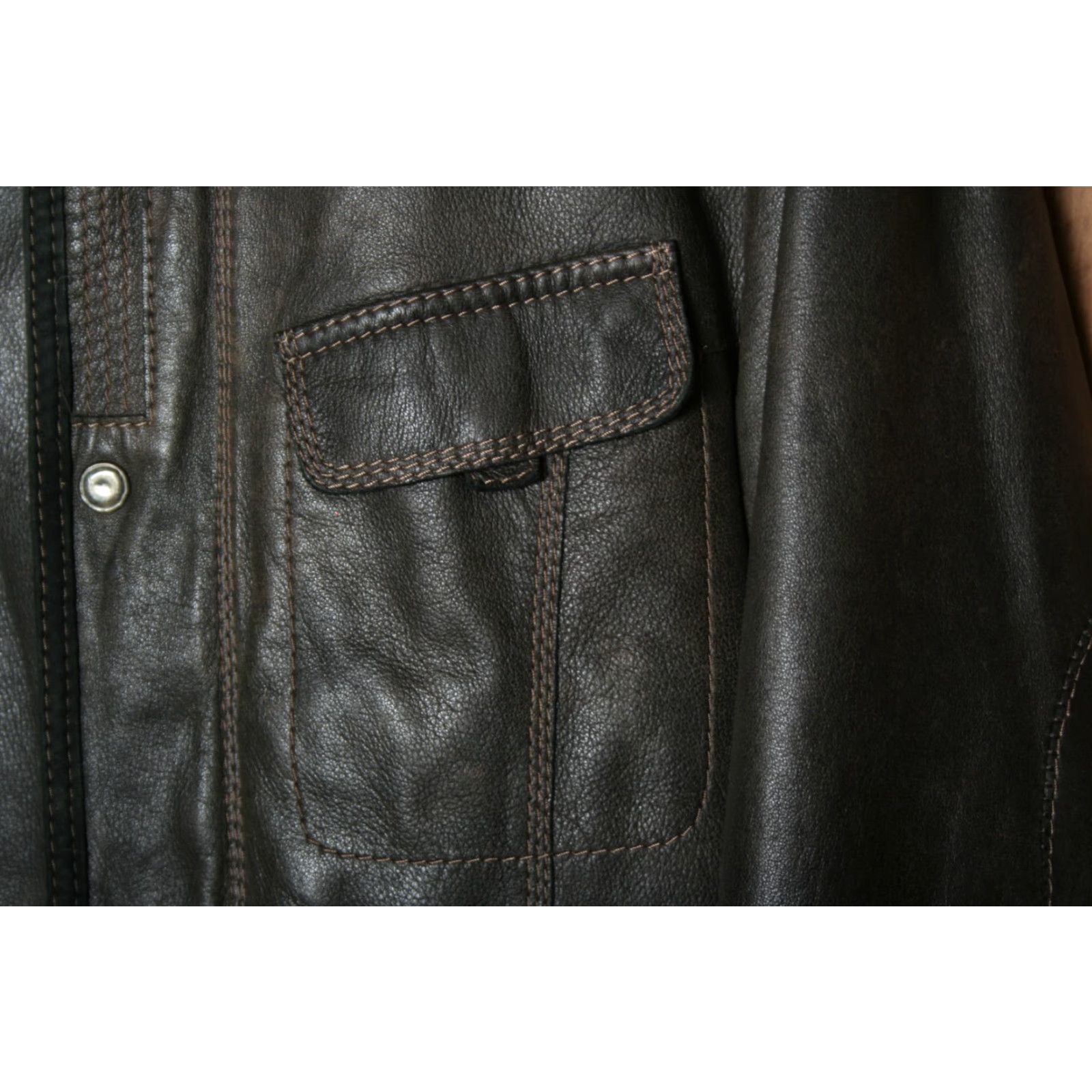 Vintage VINTAGE Wilsons Italian Leather Cafe Collar Jacket Slim Fitting Men’s L Brown Moto Jacket Size US L / EU 52-54 / 3 - 4 Thumbnail