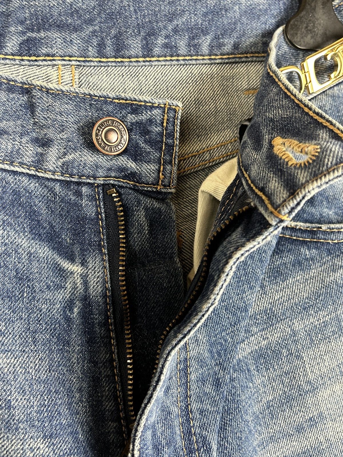 Celine Celine Hedi Gold Triomphe Union Wash Bootcut Denim Jeans Size 28" / US 6 / IT 42 - 6 Thumbnail