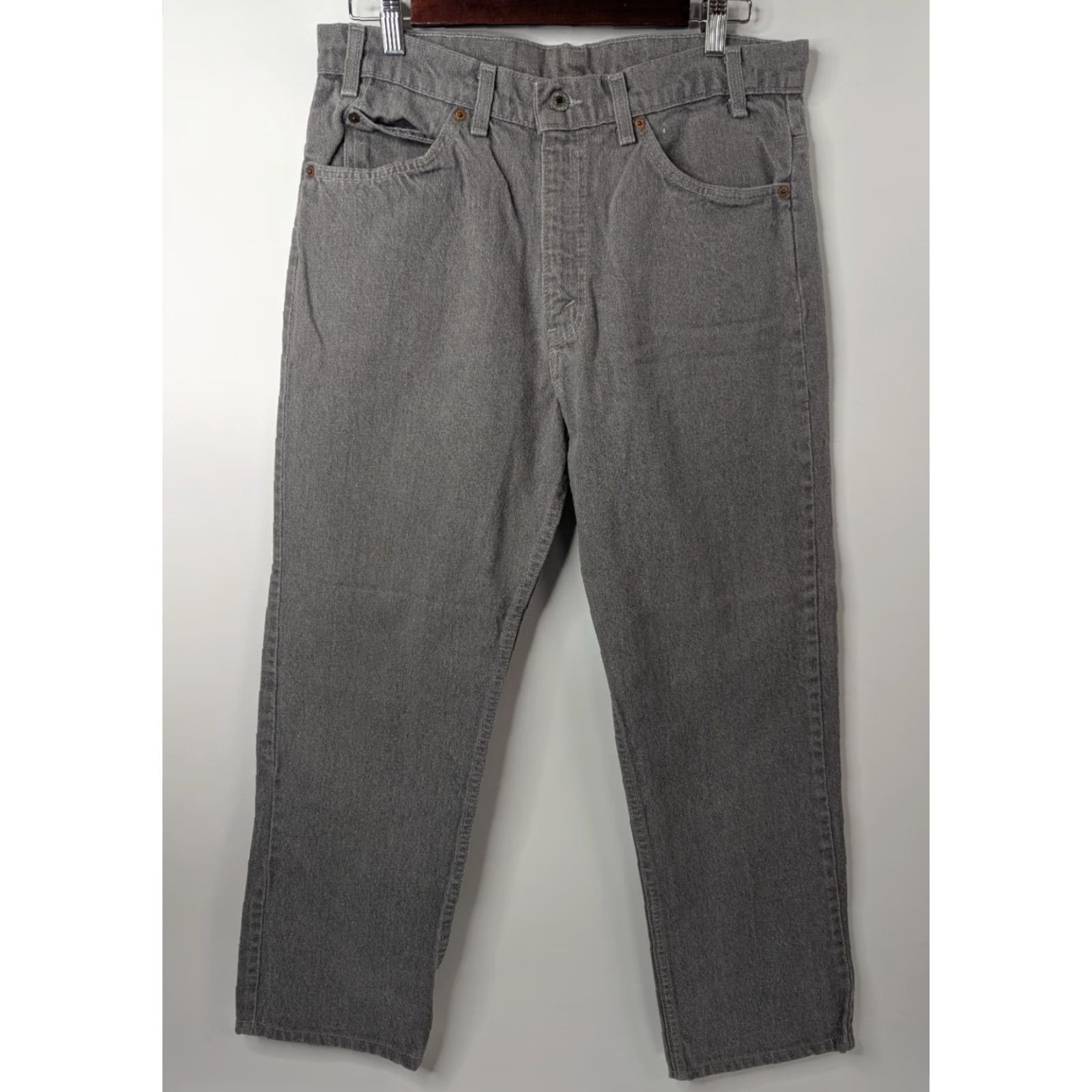 Levi's VINTAGE Levi's 509 Jeans Mens 32x28 Grey Denim Pants Straight Leg Cotton Denim Logo 80s Mens Jeans Size US 32 / EU 48 - 3 Thumbnail