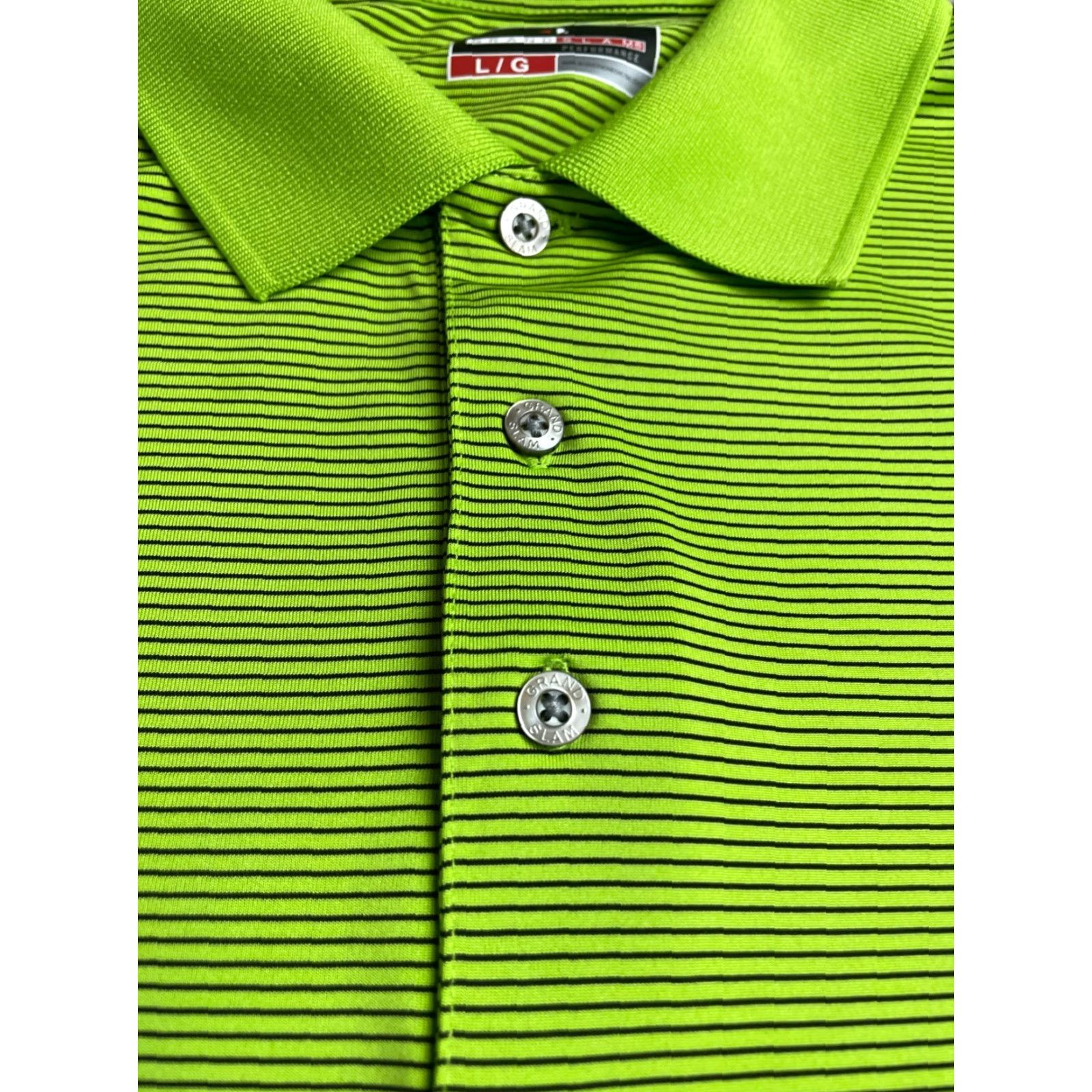 Vintage Grand Slam Polo Shirt Men Large Green Black Striped Golf Short Sleeve Shirt Size US L / EU 52-54 / 3 - 3 Thumbnail
