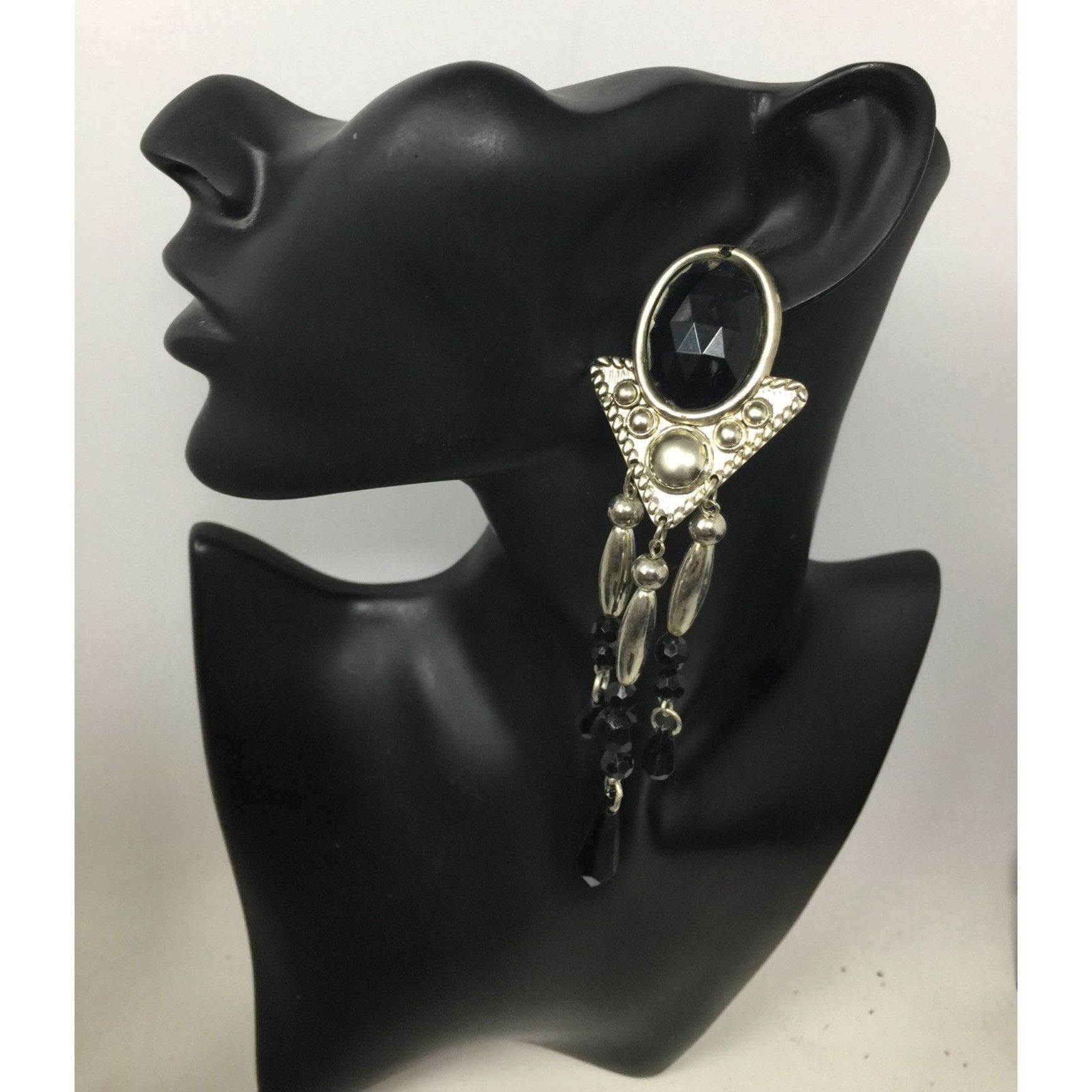 Other Women's Long Chunky Silver and black Chandelier Dangle Earri Size ONE SIZE - 1 Thumbnail
