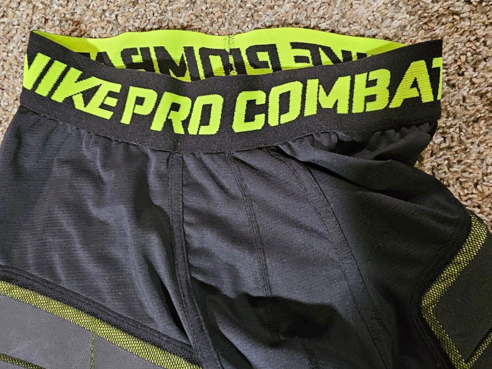 Nike Nike Pro Combat Shorts Mens L Black Green Padded Compression Size US 34 / EU 50 - 7 Thumbnail