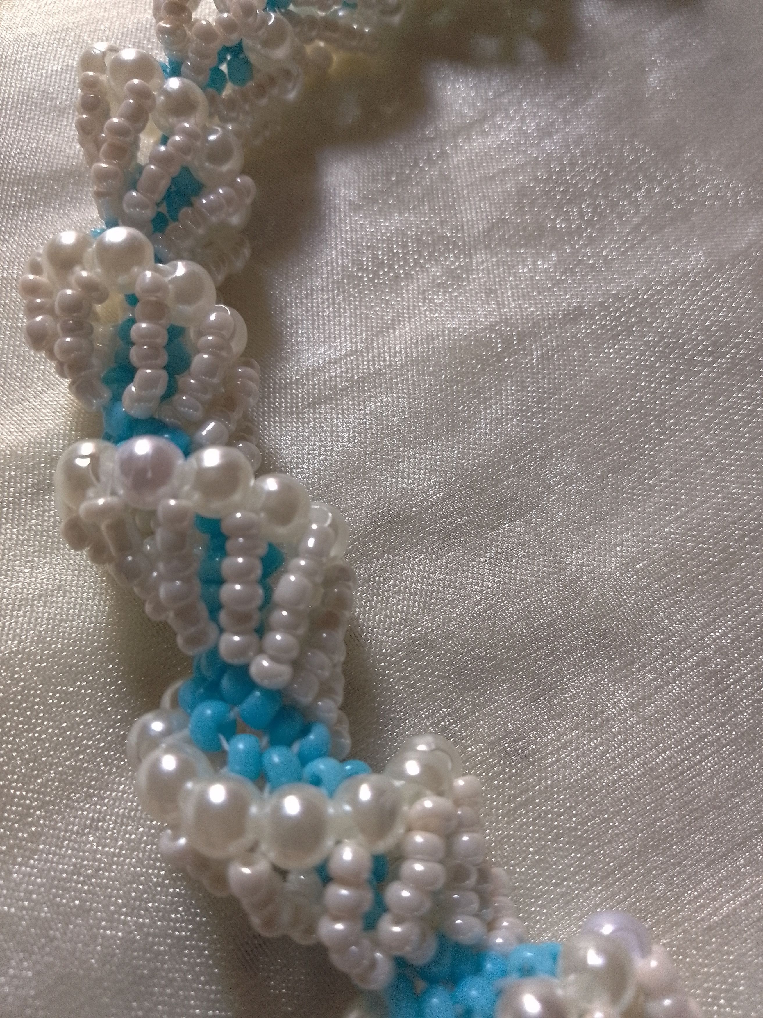 Handmade Necklace Vintage style beige blue tubular Size ONE SIZE - 2 Thumbnail