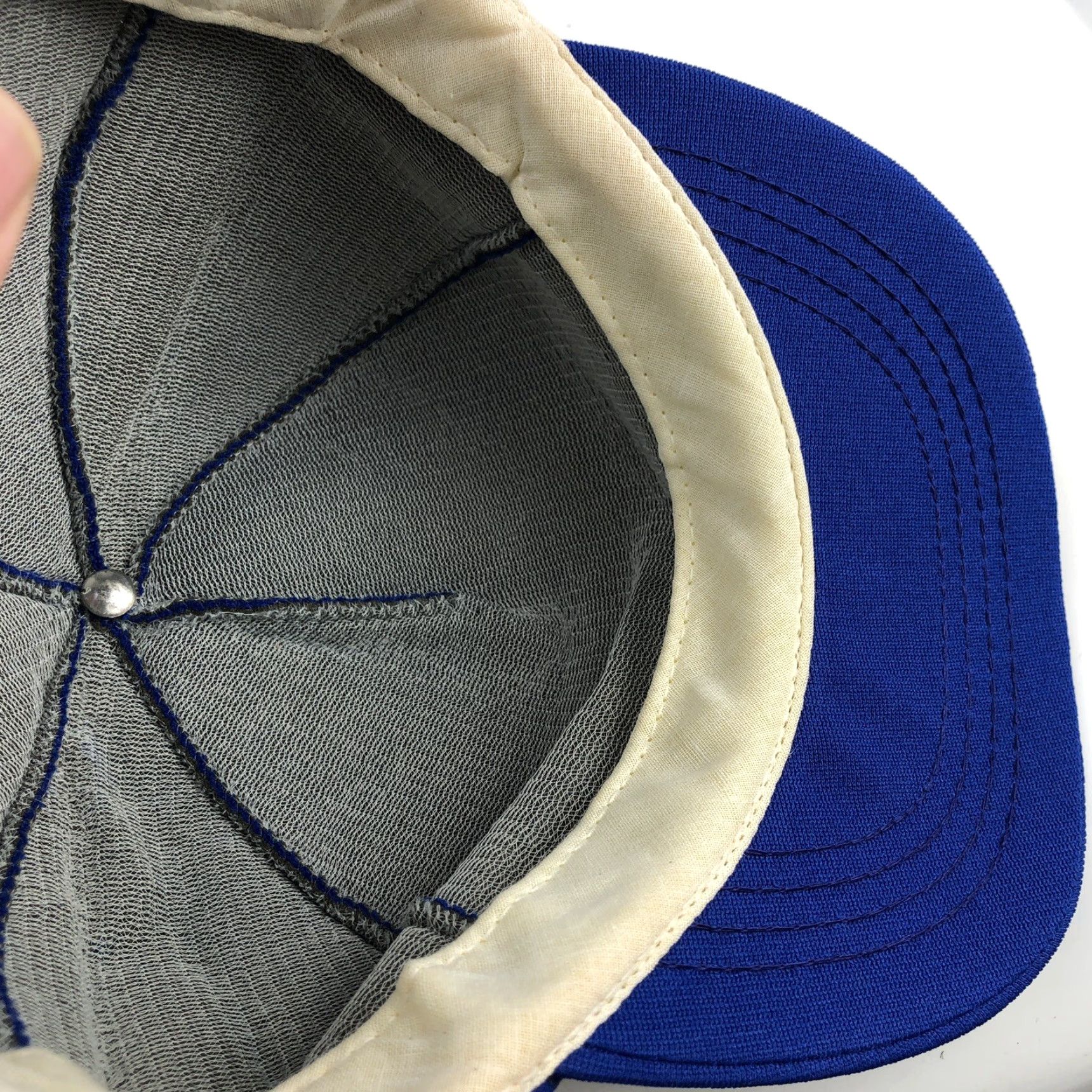 Vintage VINTAGE Trucker Hat Cap Snapback Blue Yellow USA 80s Puffy Print Advertising WV Men One Size Adjustable Size ONE SIZE - 7 Thumbnail