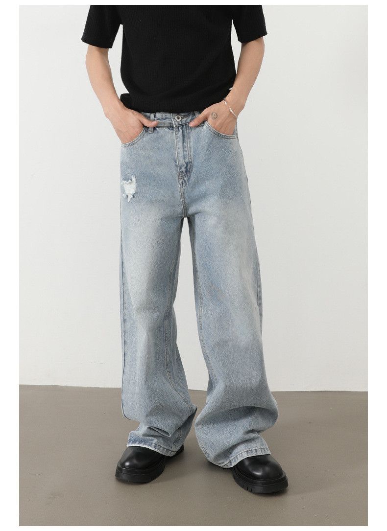 Jean American retro washed men's loose ripped jeans Size US 32 / EU 48 - 2 Thumbnail