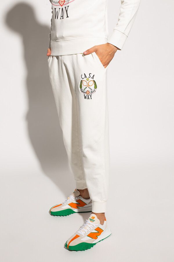 Casablanca White Embroidered Tennis Club Logo Sweatpants Size 28" / US 6 / IT 42 - 2 Thumbnail