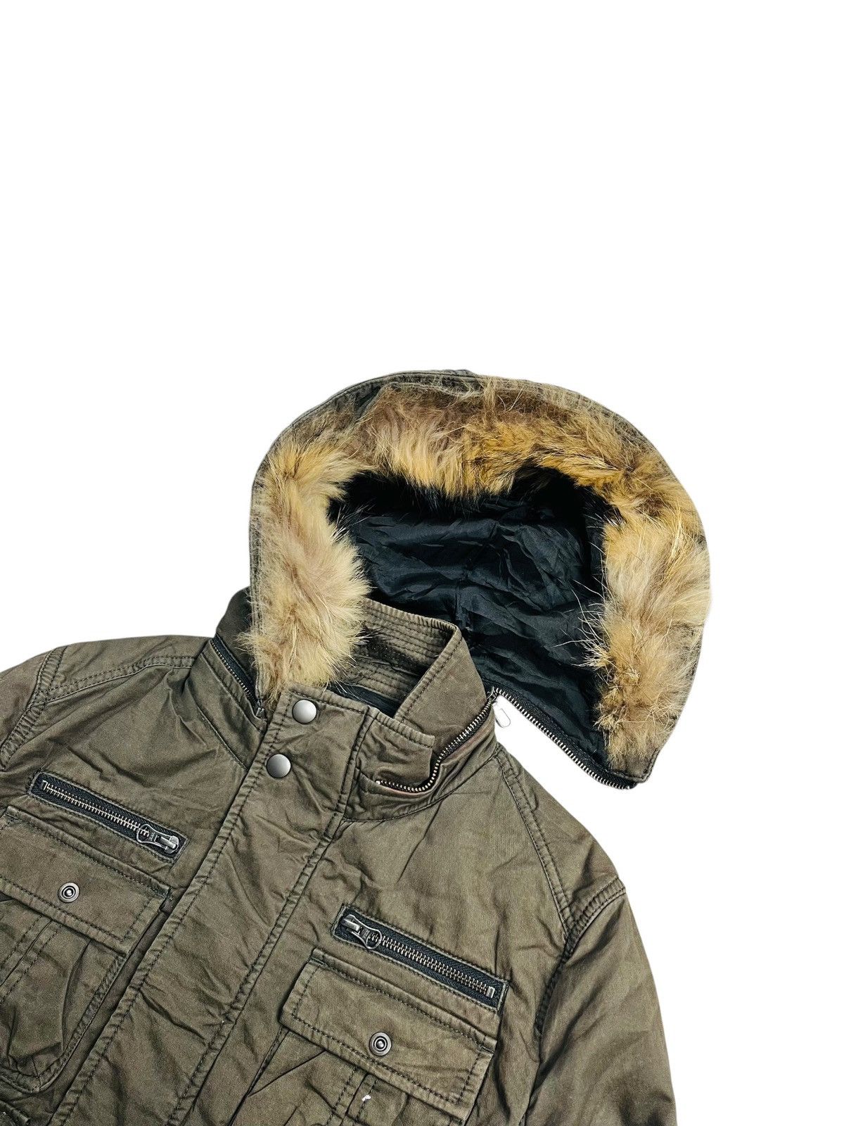 BUFFALO BOBS 2000s Edge Rupert = Raccoon Fur Hoodie Cargo Jacket Size US M / EU 48-50 / 2 - 6 Thumbnail