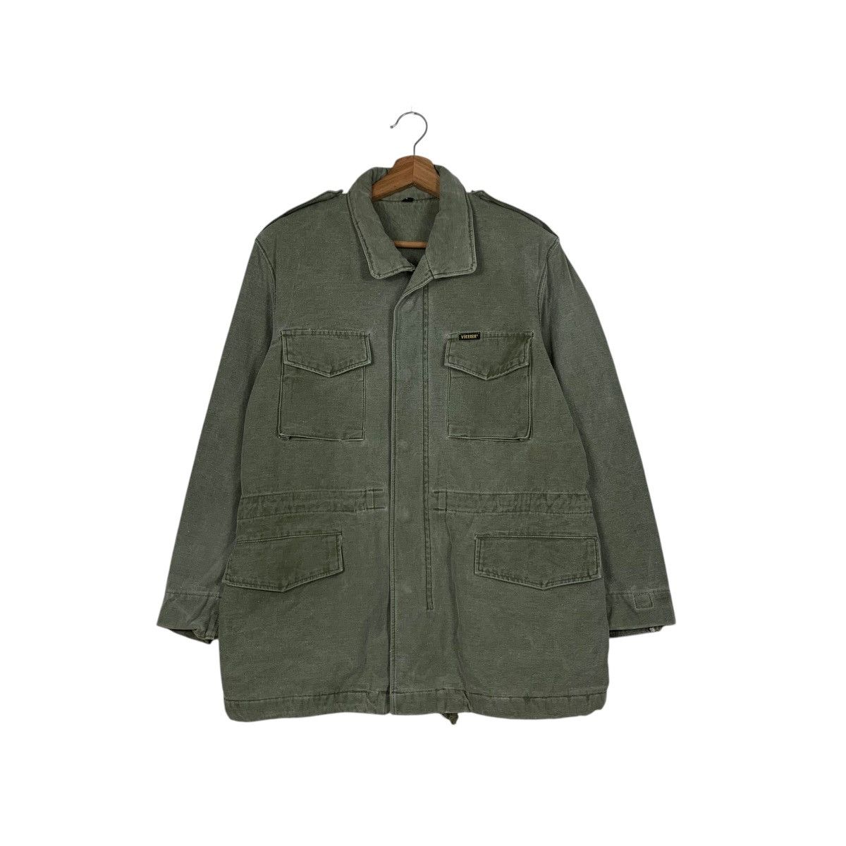 Japanese Brand VOCEVER Light Wash Olive Green Chore Jacket #1826-C27 Size US M / EU 48-50 / 2 - 1 Thumbnail