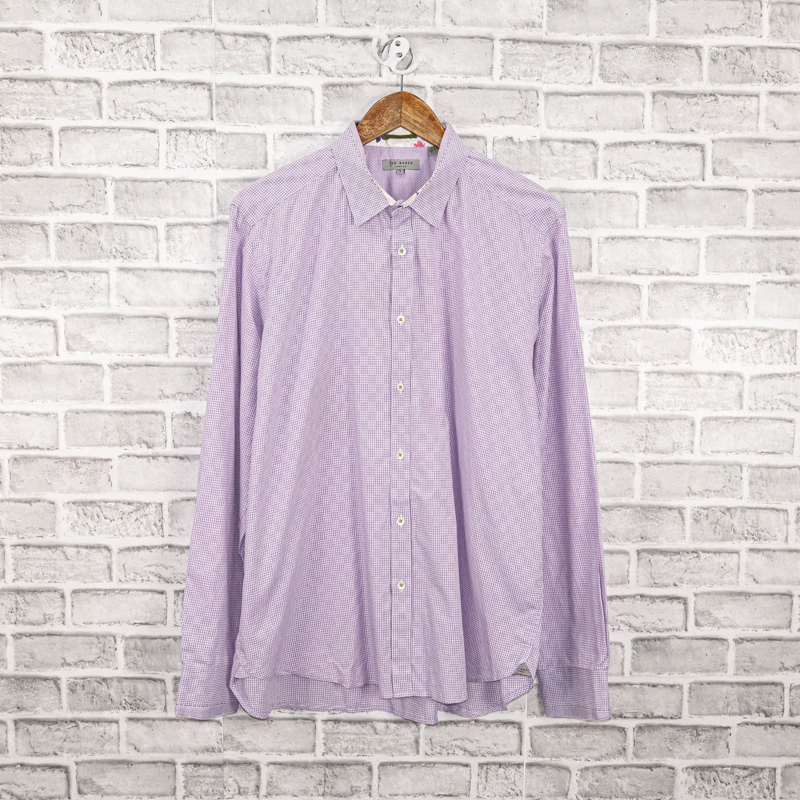 Ted Baker TED BAKER London Button up Shirt Light Purple mini Check Size US XL / EU 56 / 4 - 1 Thumbnail