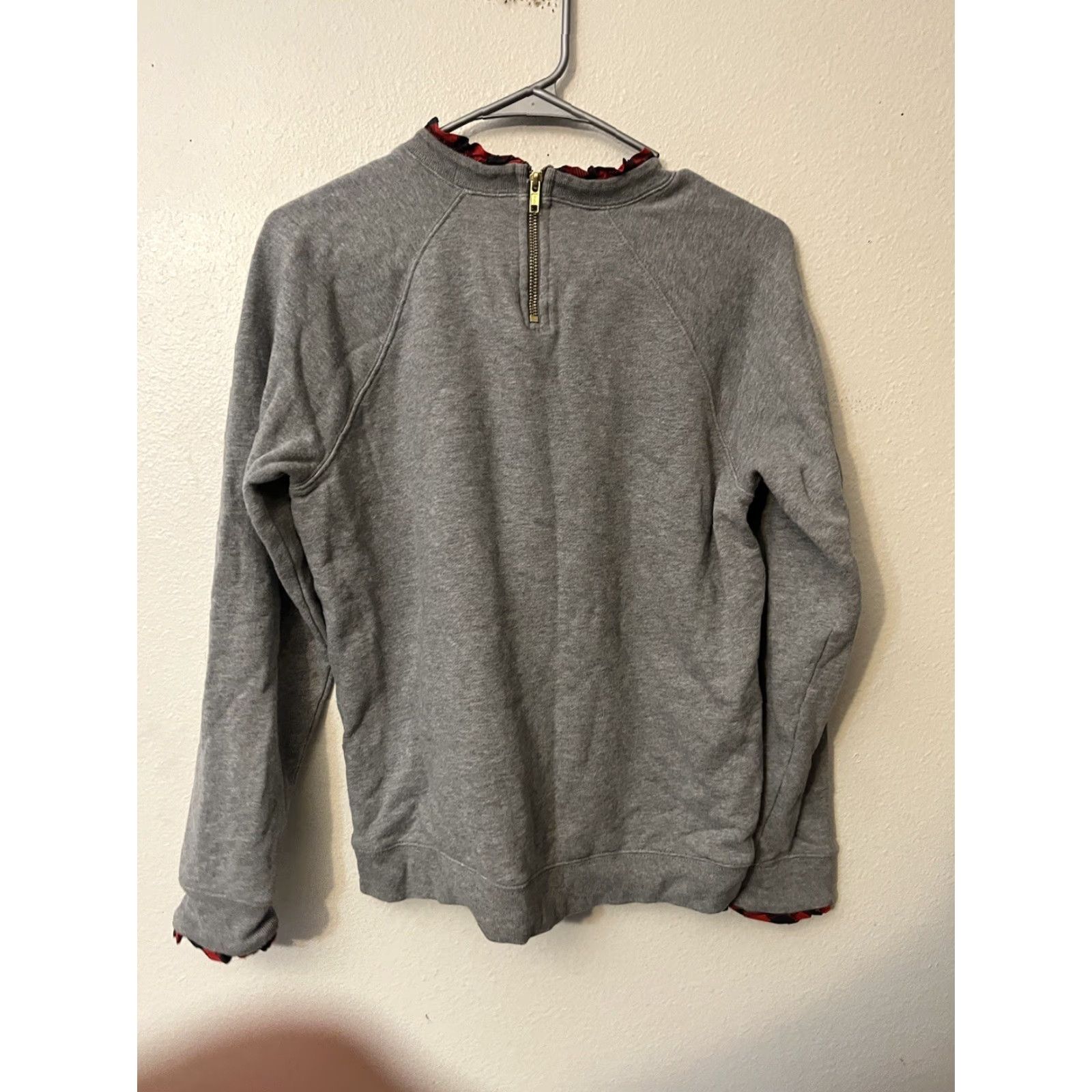 J.Crew J.Crew H0273 Woven Leopard Trim Ruffneck Pull-Over Gray Sweatshirt M Womens Sweatshirt Leopard 90s Vintage Style Basic Size M / US 6-8 / IT 42-44 - 3 Thumbnail