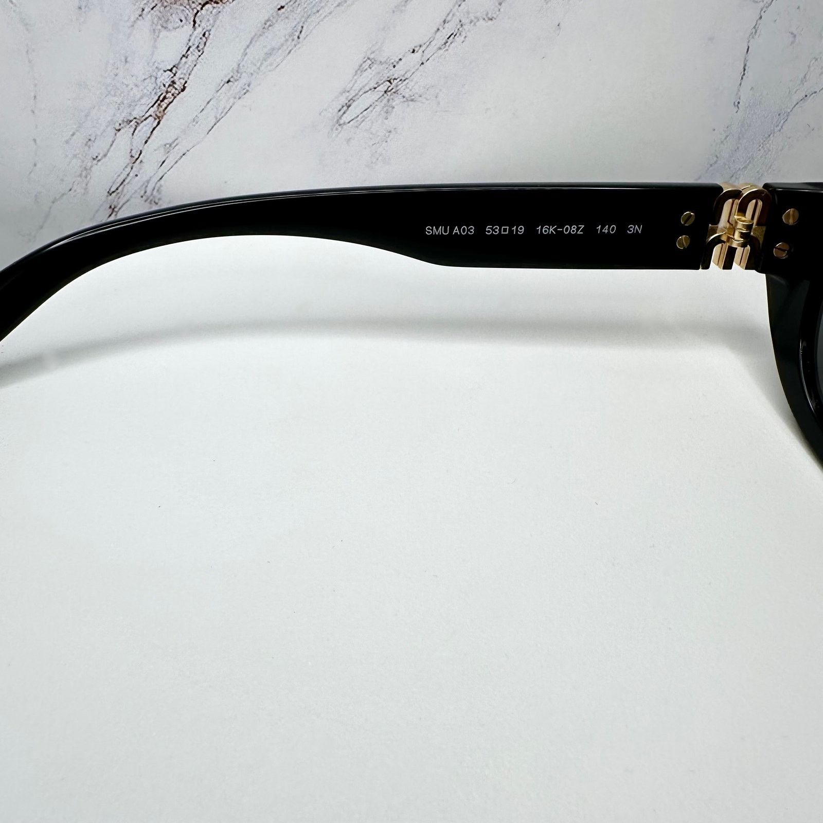 Miu Miu NEW MIU MIU Sunglasses Black Gold Rectangle Cat Eye Size ONE SIZE - 8 Thumbnail