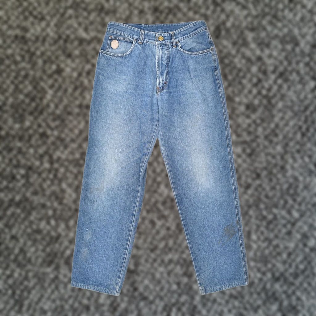 Trussardi TRUSSARDI Womens Tapered Jeans Blue Cotton W32 L29 Designer Workwear Casual Slim Fit Pockets Zip Logo Denim Size 24" / US 00 / IT 34 - 1 Thumbnail