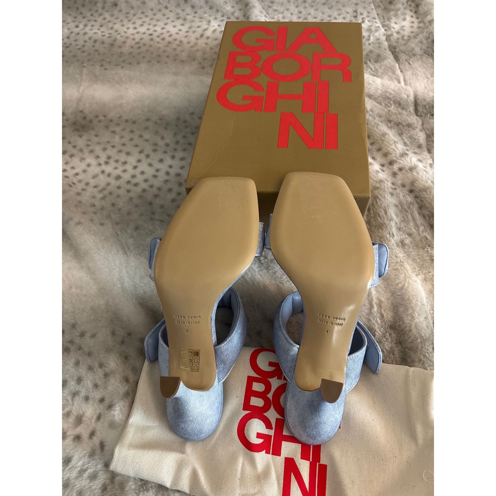 Nib Gia Borghini X Pernille Teisbaek Perni 03 Denim Sandals in Blue, Women's (Size 9.5) — image 4 of 6