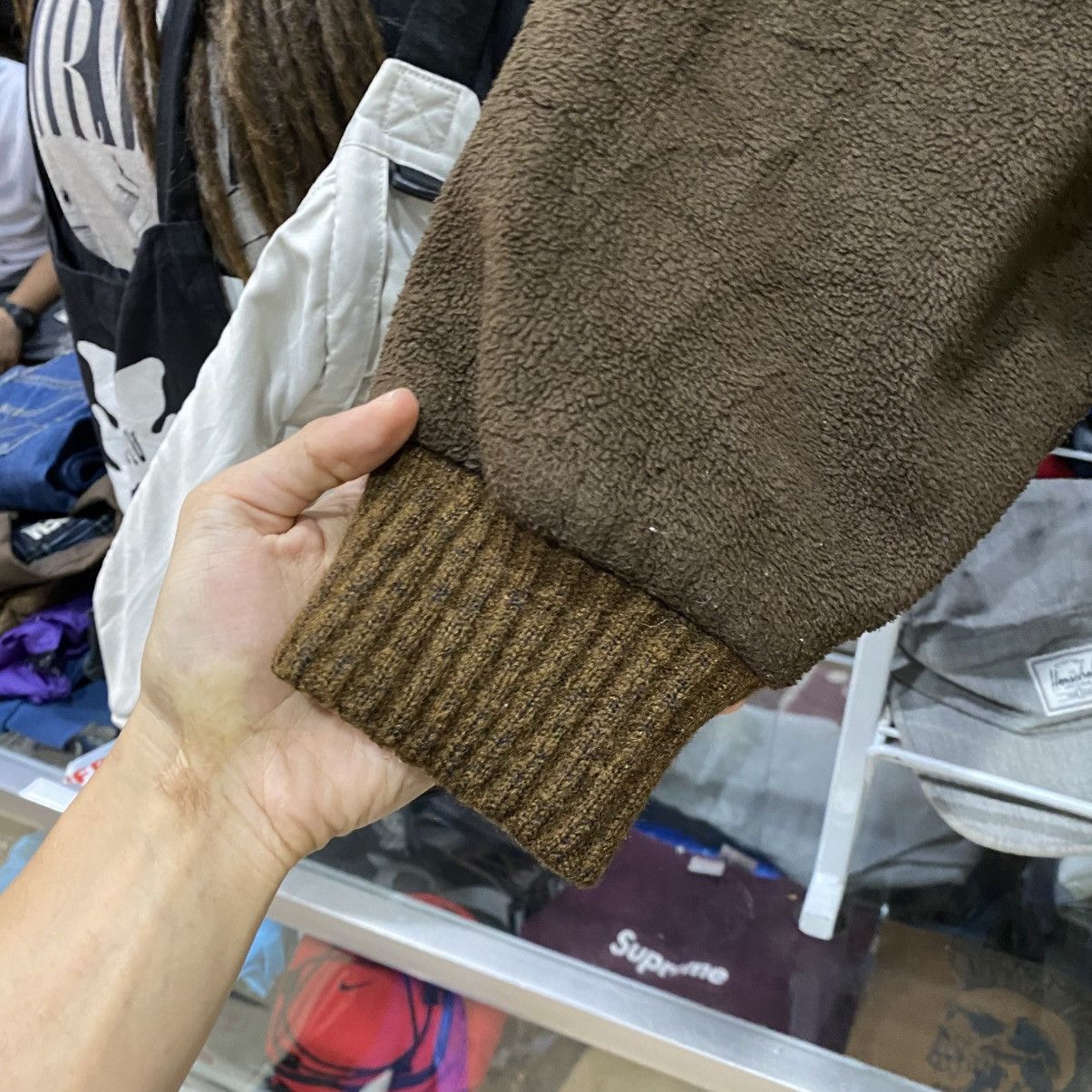 Valentino × Vintage Vtg 80/90 Rudolph Valentino Patchwork Knit Fleece Sweater Size US M / EU 48-50 / 2 - 6 Thumbnail