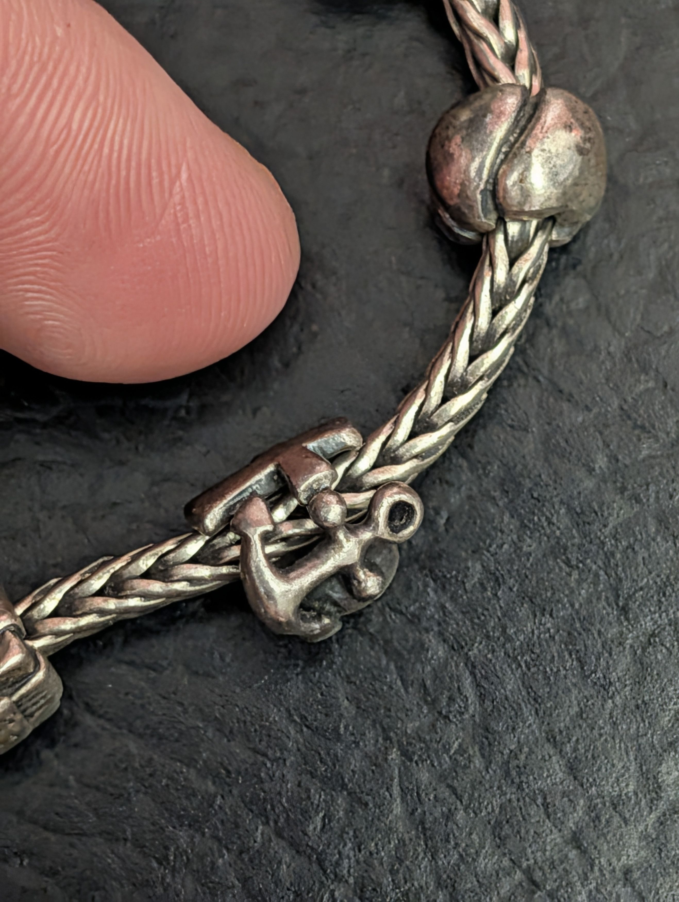 Sterling Silver TROLLBEADS 925 Foxtail 6-charm Sterling Silver Bracelet Size ONE SIZE - 7 Thumbnail
