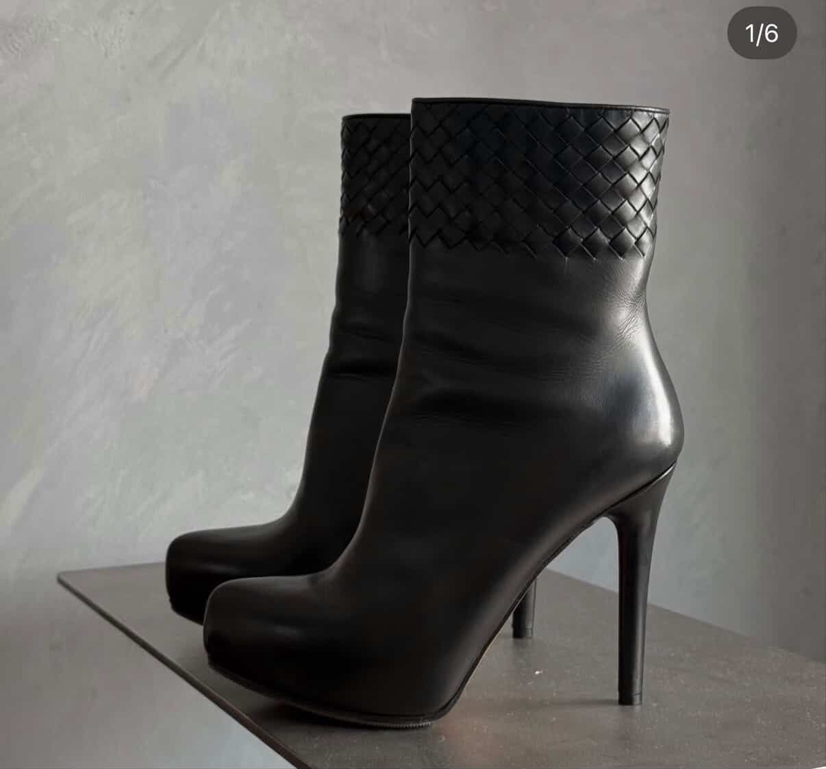 Bottega Veneta Bottega Venetta Boots Black Leather Size US 7.5 / IT 37.5 - 1 Thumbnail