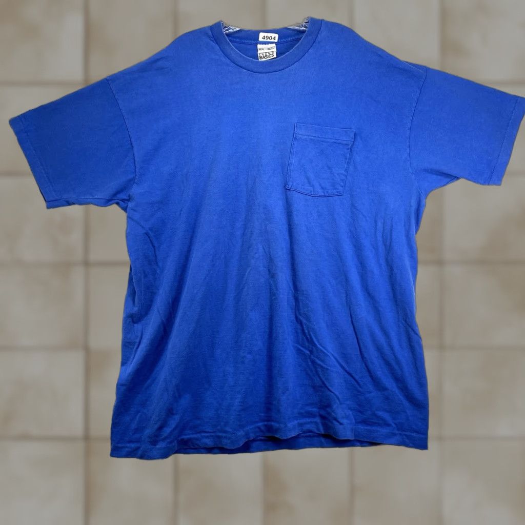 Vintage VINTAGE Trend Basics Men’s T-Shirt Crew Neck Short Sleeve 2XL Cotton Blend Blue Earth Tones Punk Grunge Street Size US XXL / EU 58 / 5 - 1 Thumbnail