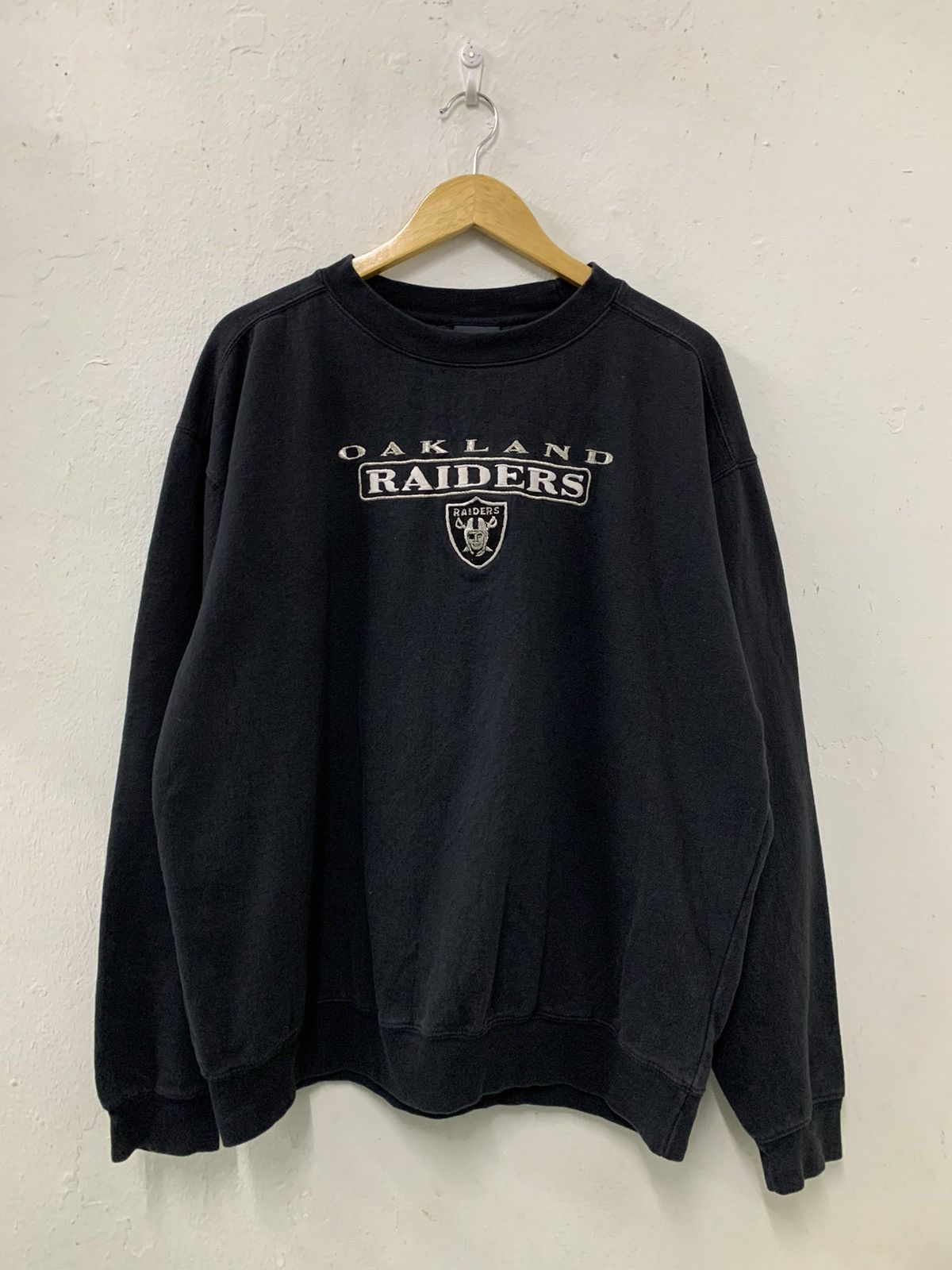 image of Vintage Distressed Oakland Raiders Embroidered in Faded Black, Men's (Size XL)