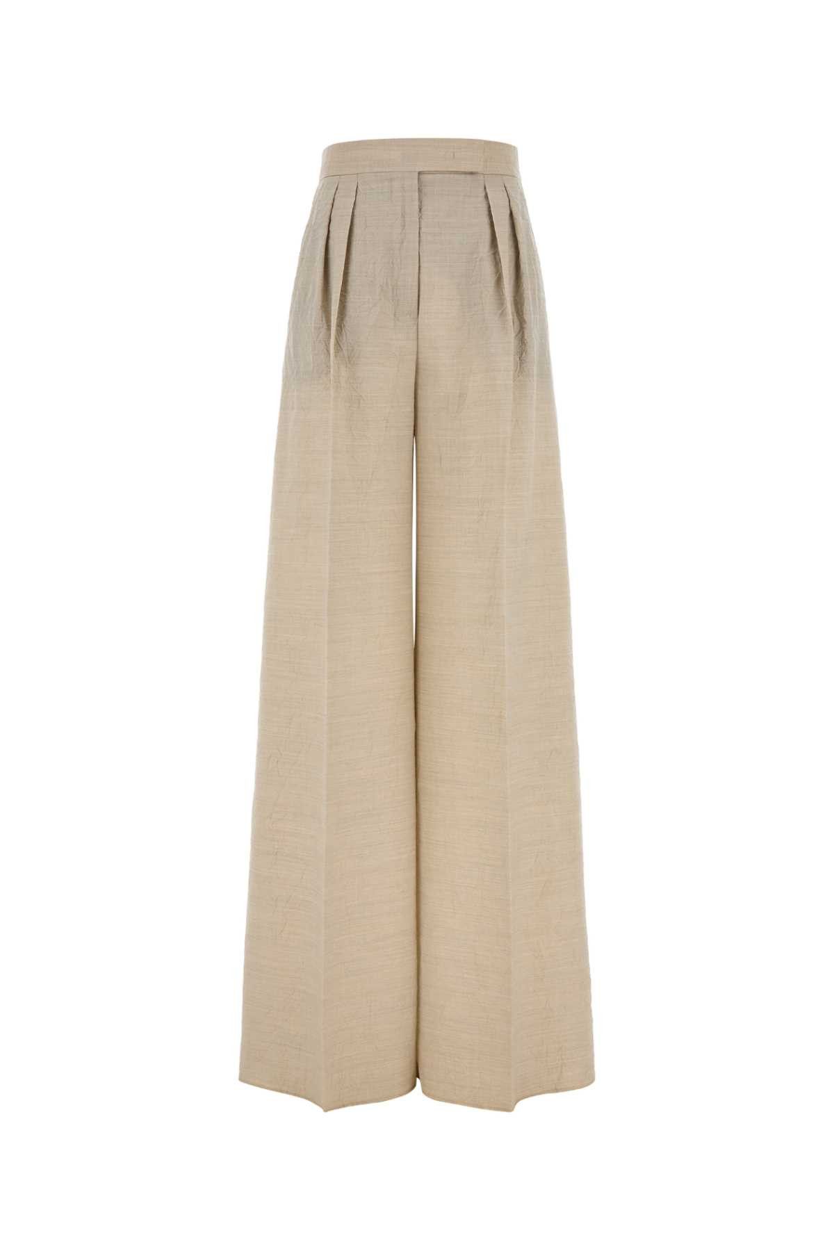 Max Mara Sand Wool Acinoso Wide-Leg Pant Size 27" / US 4 / IT 40 - 1 Thumbnail