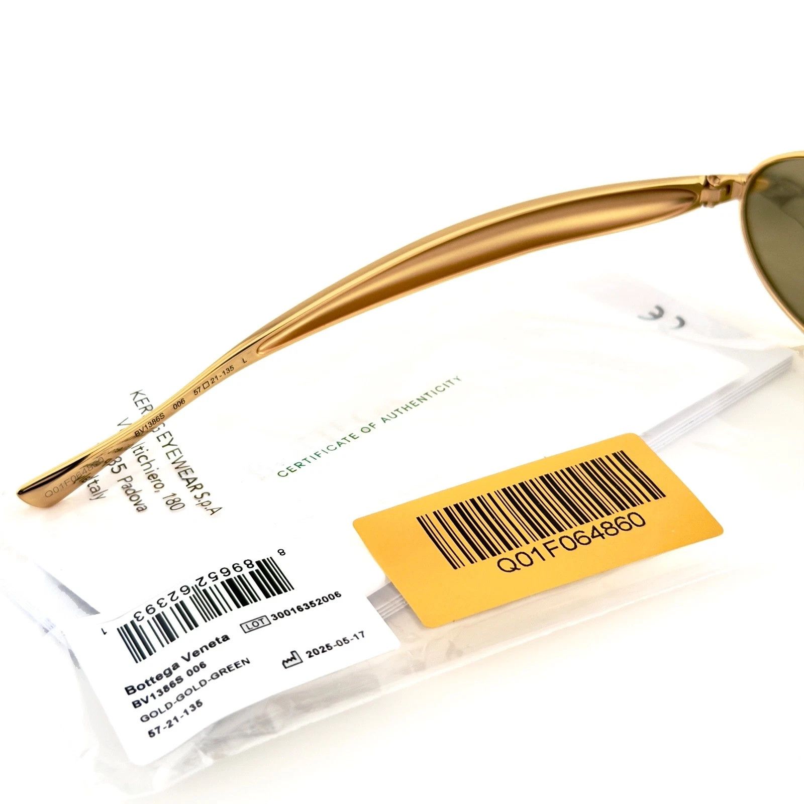 Bottega Veneta BOTTEGA VENETA 1386 SARDINE BV1386S Metal Gold Green 006 Size ONE SIZE - 6 Thumbnail