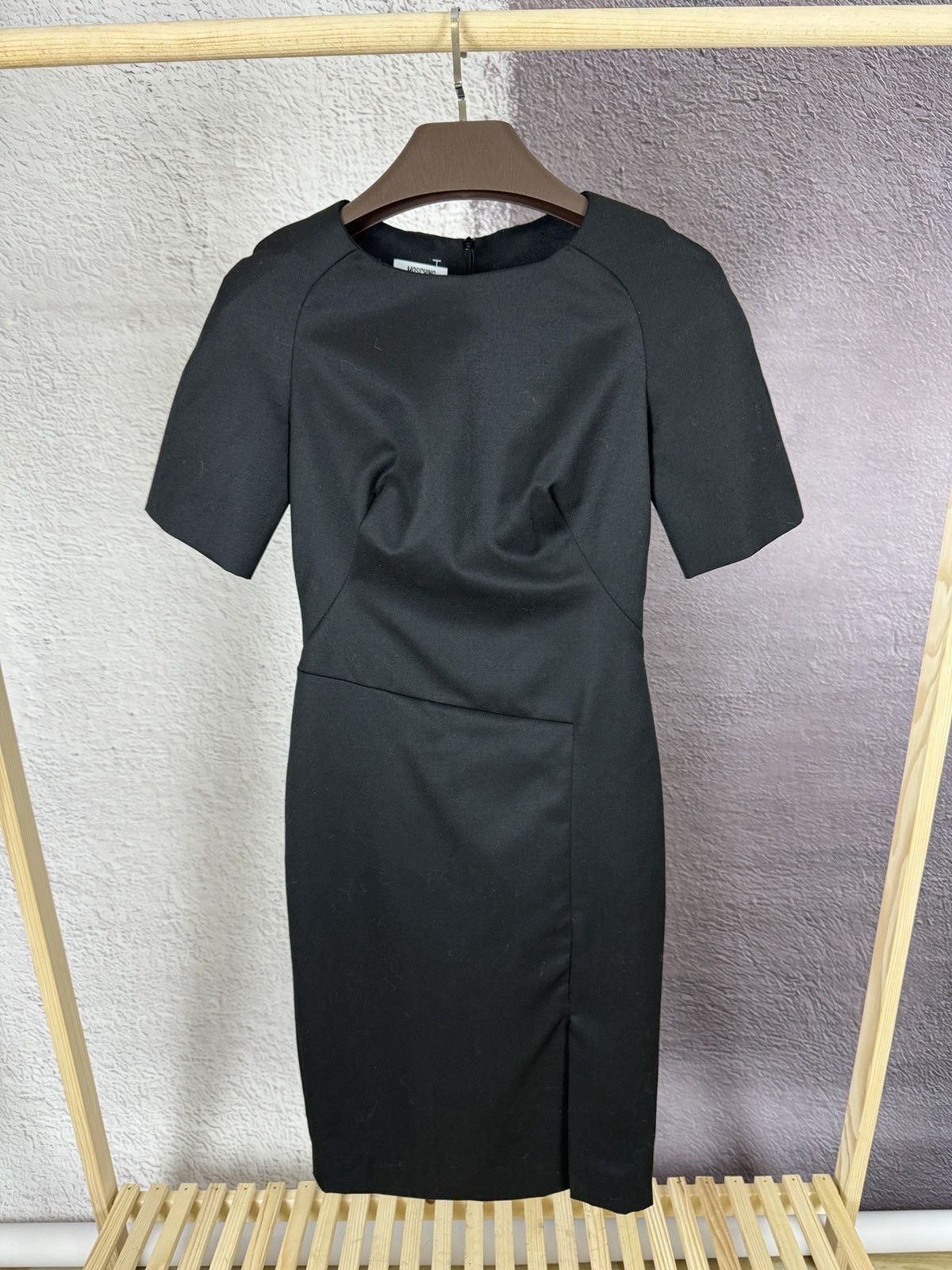 Moschino Cheap and Chic Black Wool Short Sleeve Shift Dress