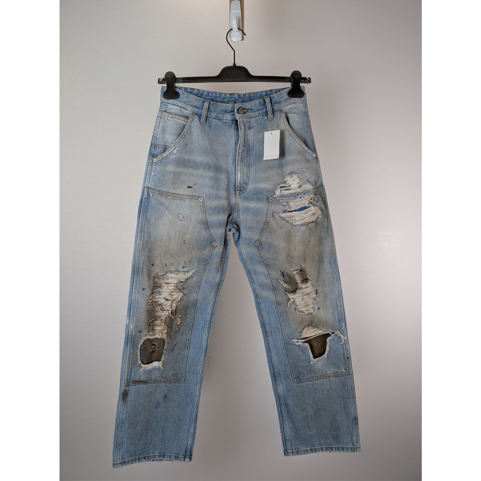 Maison Margiela o1rshd1 distressed straight-leg denim jeans blue used wash Size US 30 / EU 46 - 8 Thumbnail