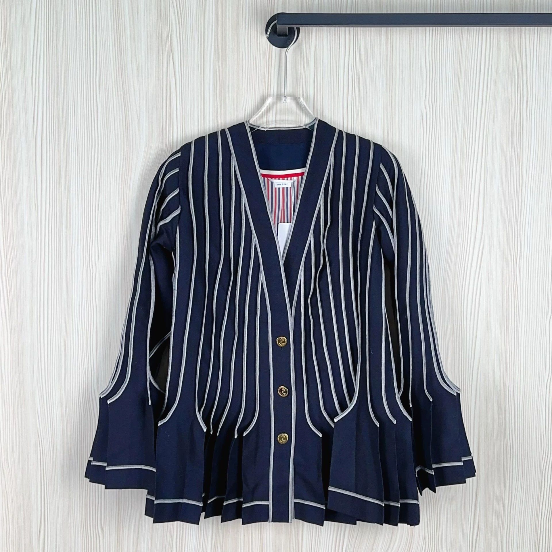 Moncler Genius thom browne striped blazer coat in navy Size US L / EU 52-54 / 3 - 1 Thumbnail