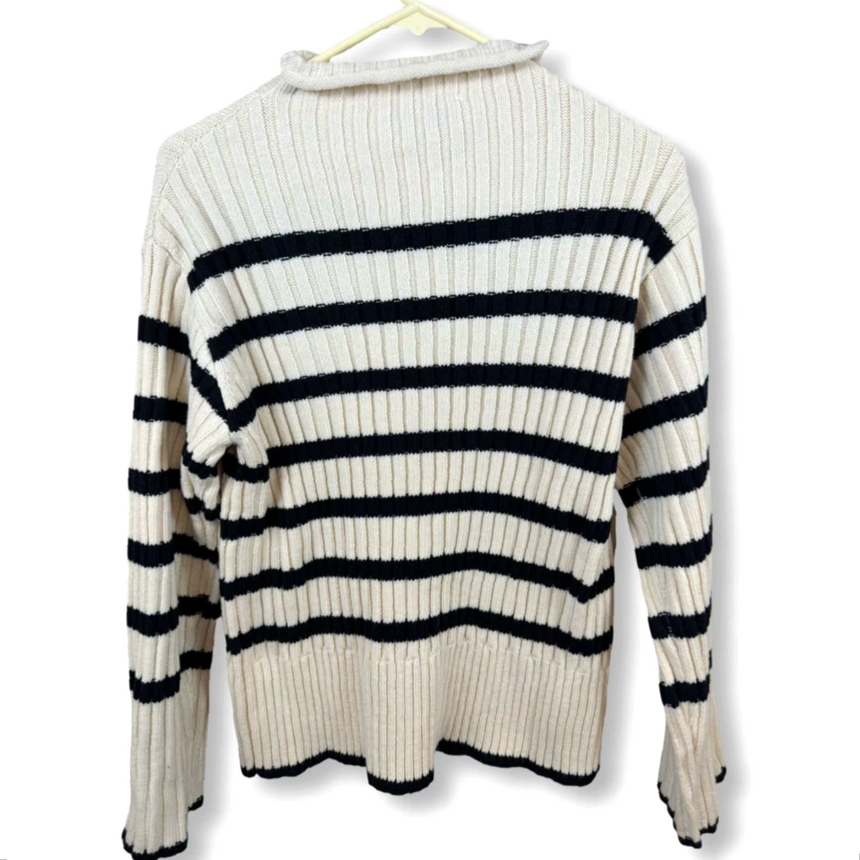 Zara Zara Sweater Women's S Beige Striped Cowl Neck Pullover Knit W 45 Size S / US 4 / IT 40 - 2 Thumbnail