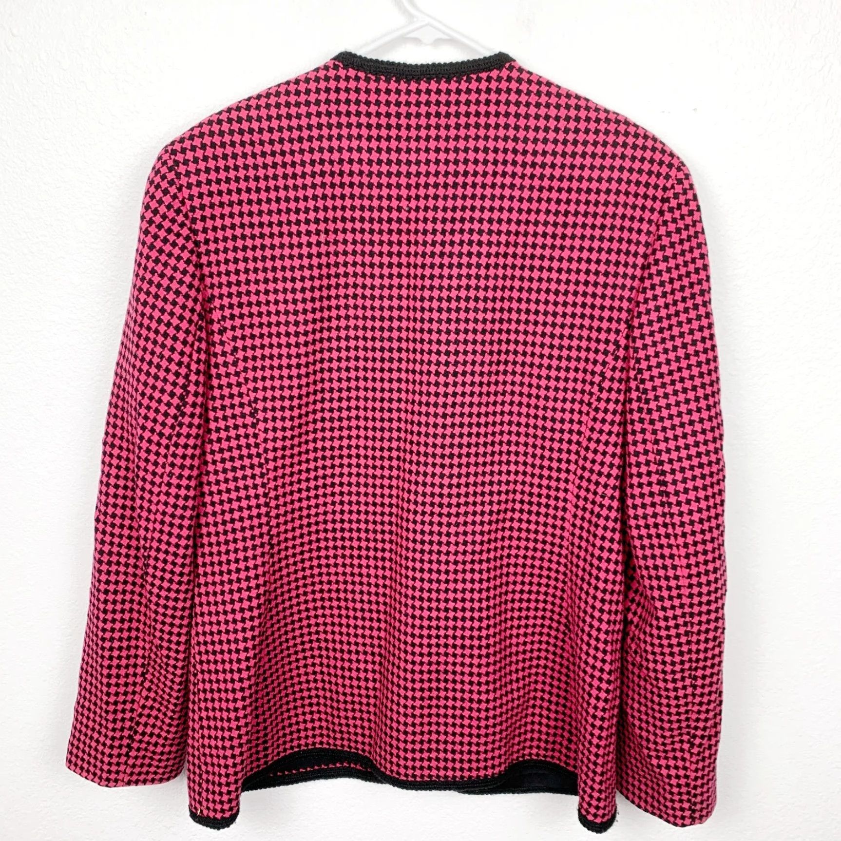 Pendleton VINTAGE Pendleton Blazer Jacket Houndstooth Wool Pink 12 Tall Womens Long Sleeve Shot Suit Style Size XL / US 12-14 / IT 48-50 - 6 Thumbnail