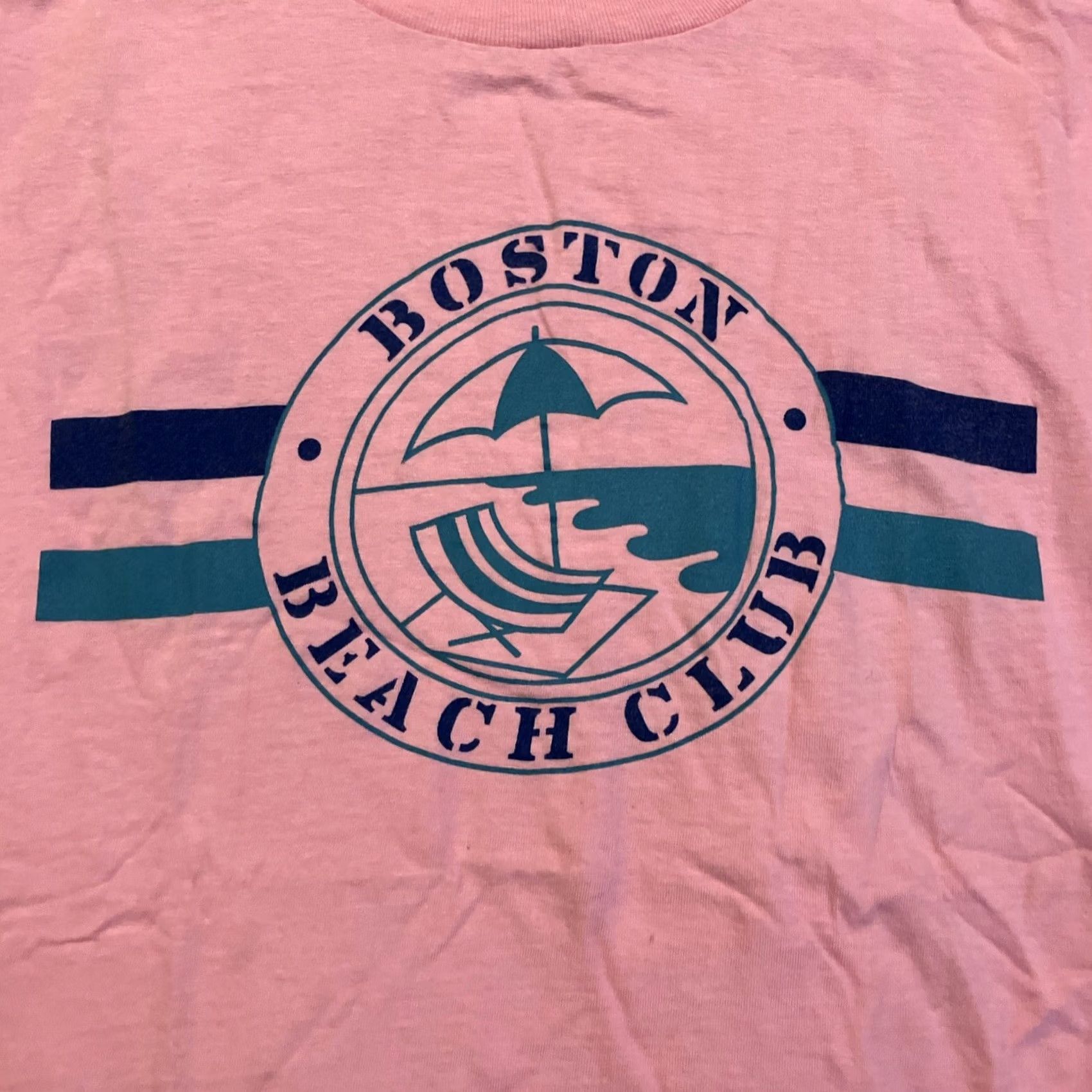 X-LARGE VINTAGE BOSTON BEACH CLUB Shirt Large Pink Royal Tag Single Stitch T Size US L / EU 52-54 / 3 - 2 Thumbnail