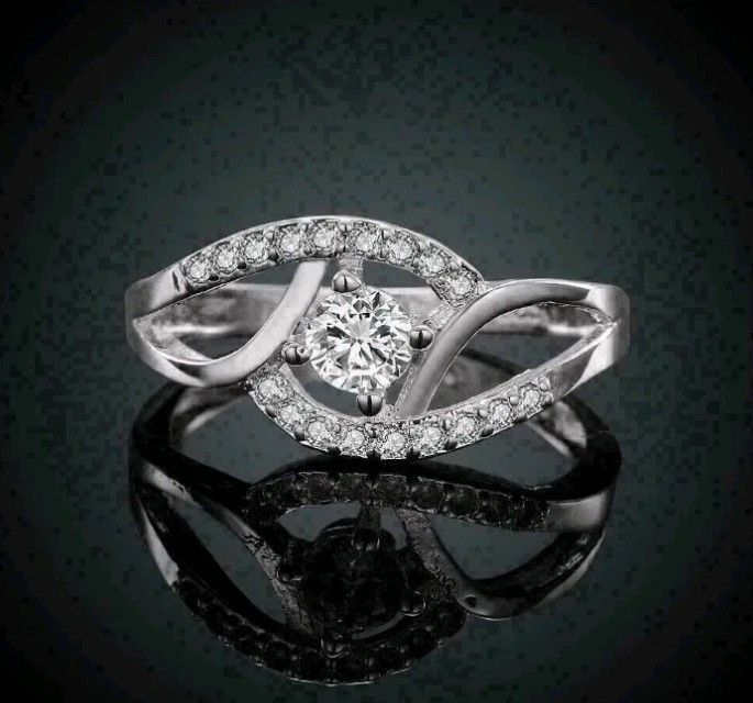 Other Cubic Zirconia Engagement Ring 925 Sterling Silver Size 7 Size ONE SIZE - 1 Thumbnail