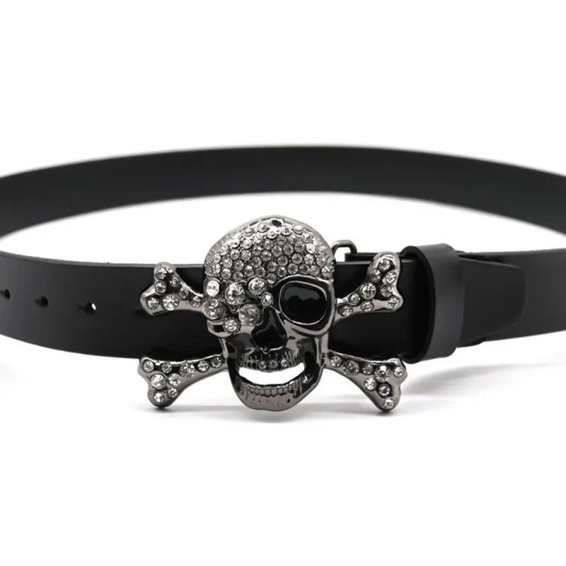 Japanese Brand × Vintage Rhinestone Skull Buckle Belt Size ONE SIZE - 4 Thumbnail