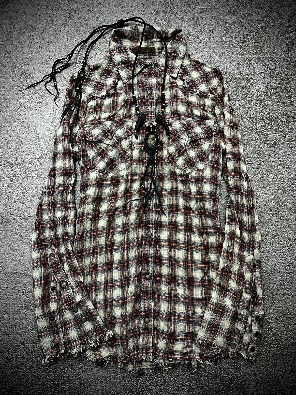 GOA 2000s Goa Gothic Distressed Flannel Long Sleeve Size US M / EU 48-50 / 2 - 1 Thumbnail