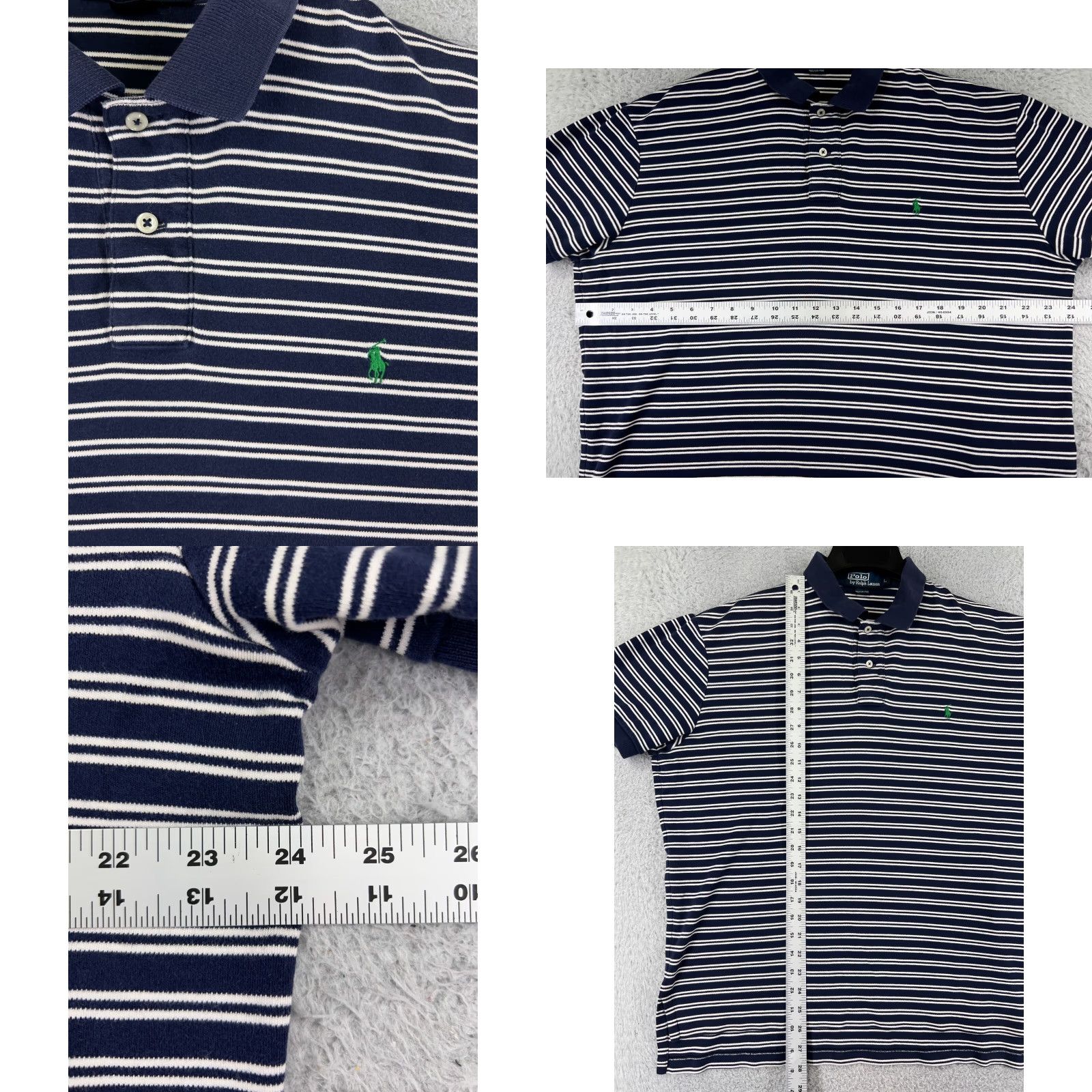 Ralph Lauren VINTAGE Ralph Lauren Polo Shirt Mens Large Blue White Stripe Golf Cotton Size US L / EU 52-54 / 3 - 8 Thumbnail