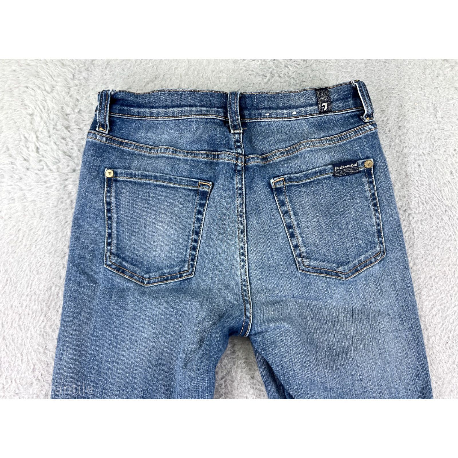 7 For All Mankind VINTAGE 7 For All Mankind Men's Jeans Size 26 Blue Distressed Cotton Denim Mid Rise Straight Fit Size 25" / US 0 / IT 36 - 3 Thumbnail