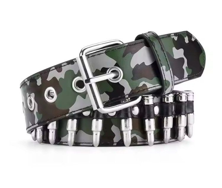 Japanese Brand Green Camo Bullet Pu Leather belt Size ONE SIZE - 5 Thumbnail