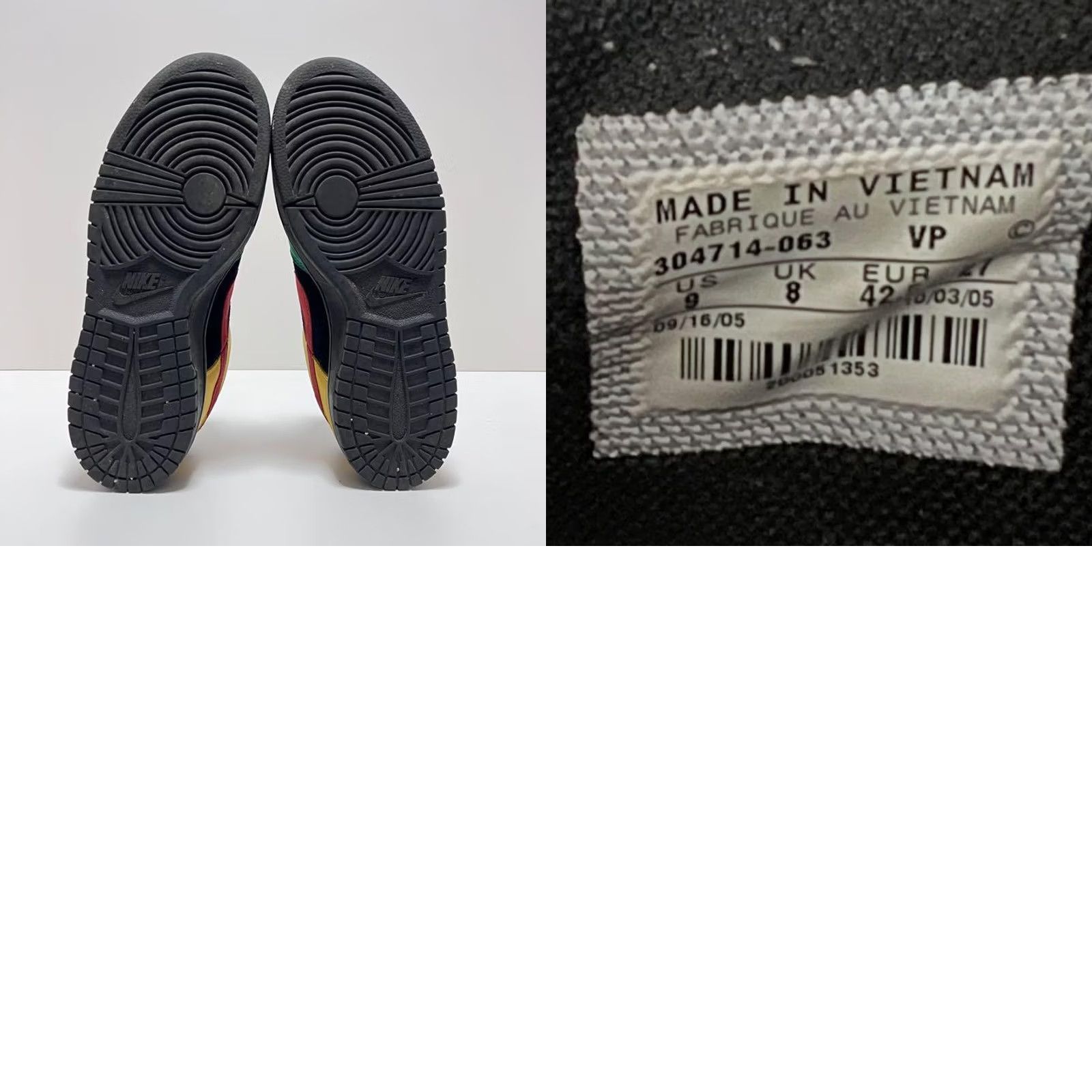 Nike Nike Dunk Low CL Journeys Rasta 304714-063 DS VINTAGE US9 27.0 used Size US 9 / EU 42 - 8 Thumbnail