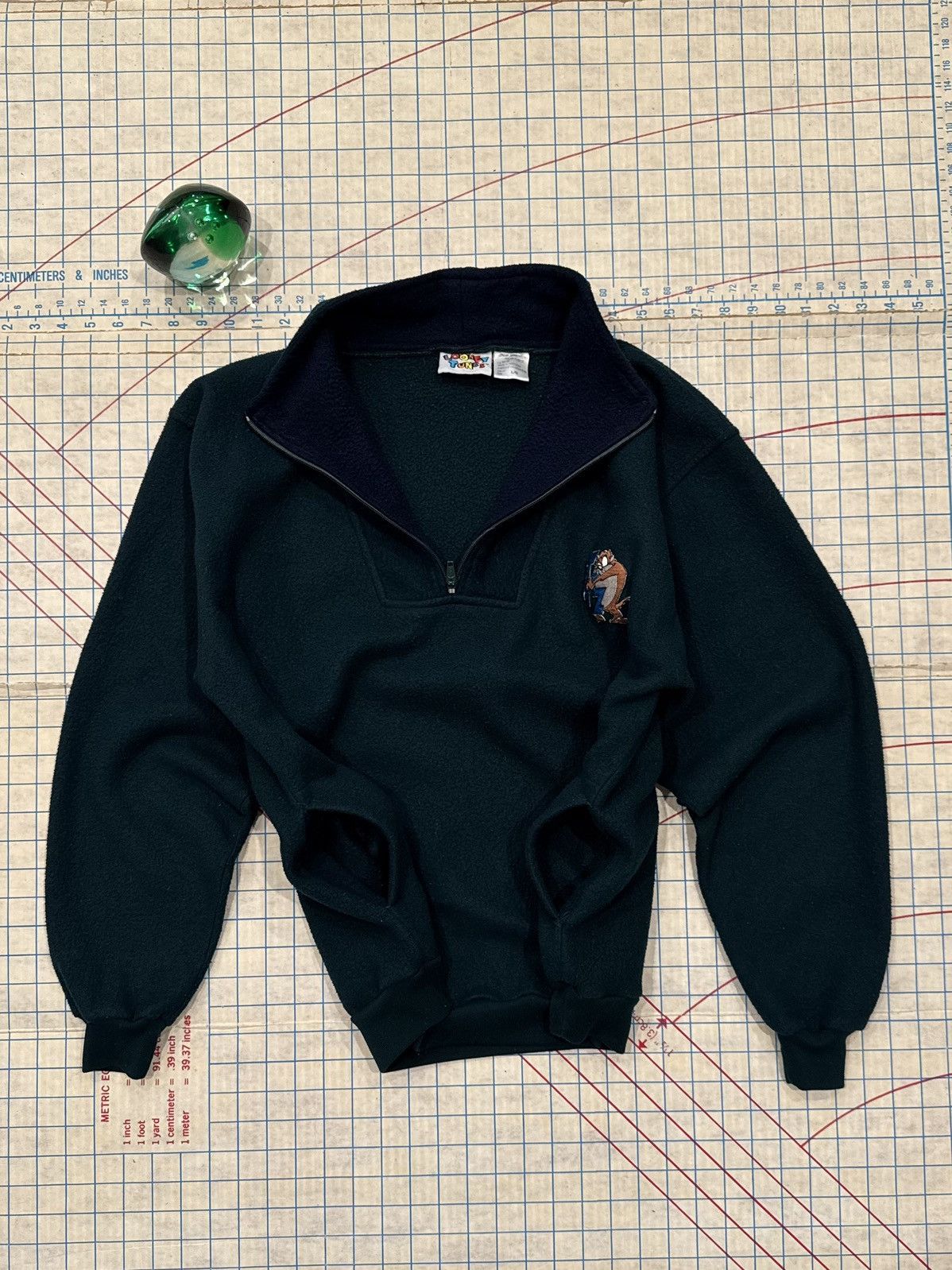 Vintage Vintage 93 Looney Tunes Taz 1/4 Zip Fleece Size Large Green Size US L / EU 52-54 / 3 - 3 Thumbnail