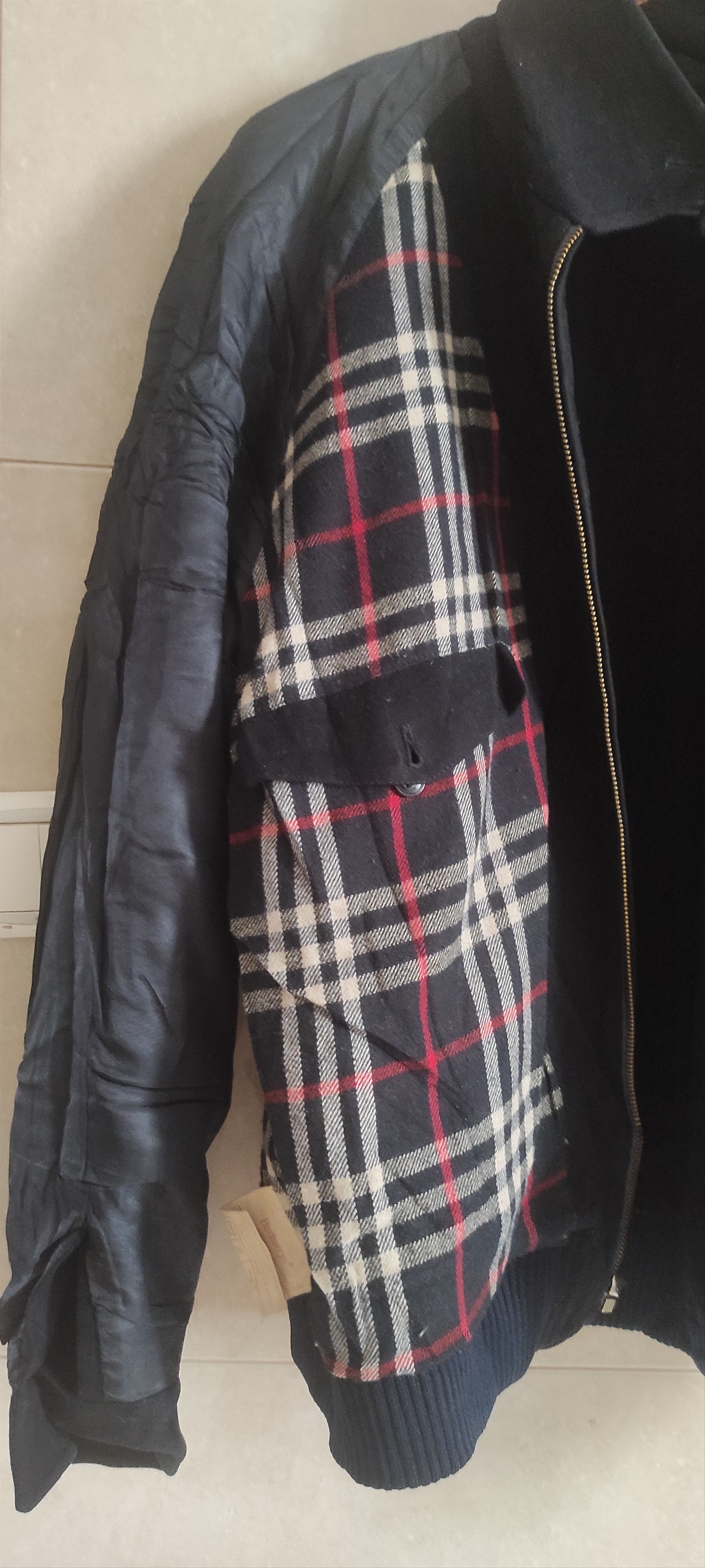 Burberry BURBERRY Bomber Jacket Winter Nova Check Mens Wool Navy Blue Size US XL / EU 56 / 4 - 15 Thumbnail