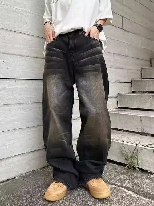 Japanese Brand × Jean Street hip hop ripple texture retro straight jeans Size US 32 / EU 48 - 2 Thumbnail