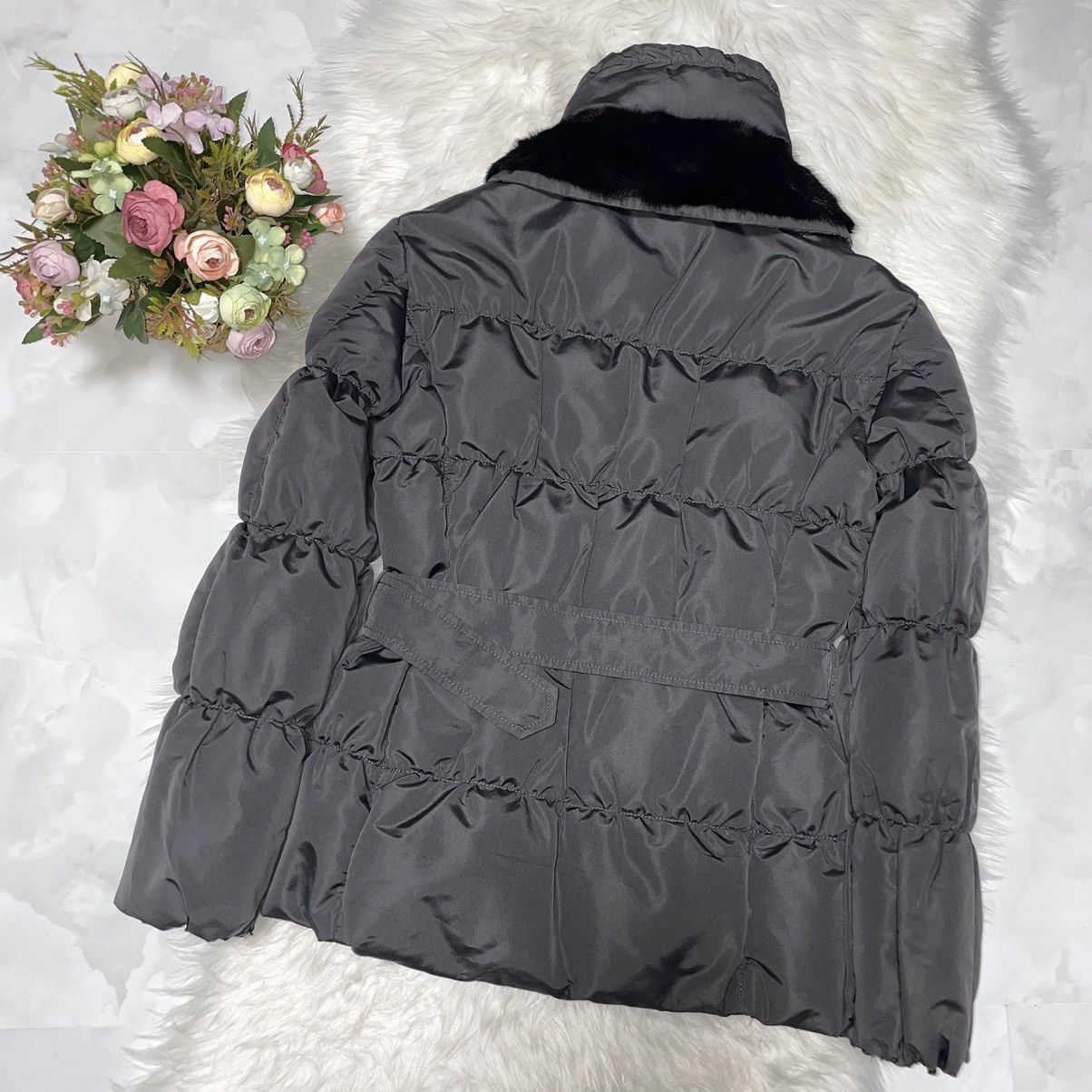 Prada Prada Down Jacket Coat with Squirrel Fur and Belt 38 Gray Size XS / US 0-2 / IT 36-38 - 3 Thumbnail