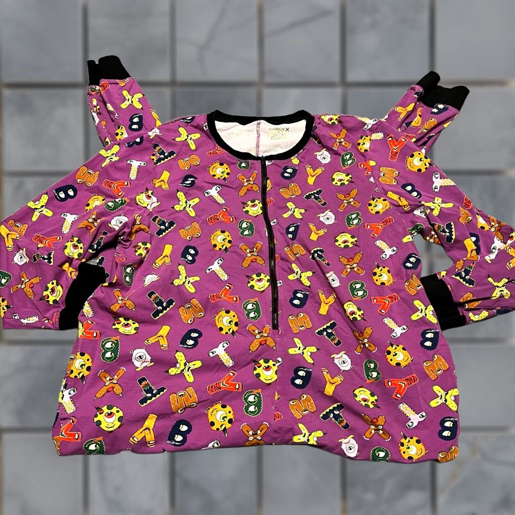 Vintage Tomboy X Pajamas One Piece Womens 3XL Purple All Over Print Alphabet Animal Size ONE SIZE - 1 Thumbnail