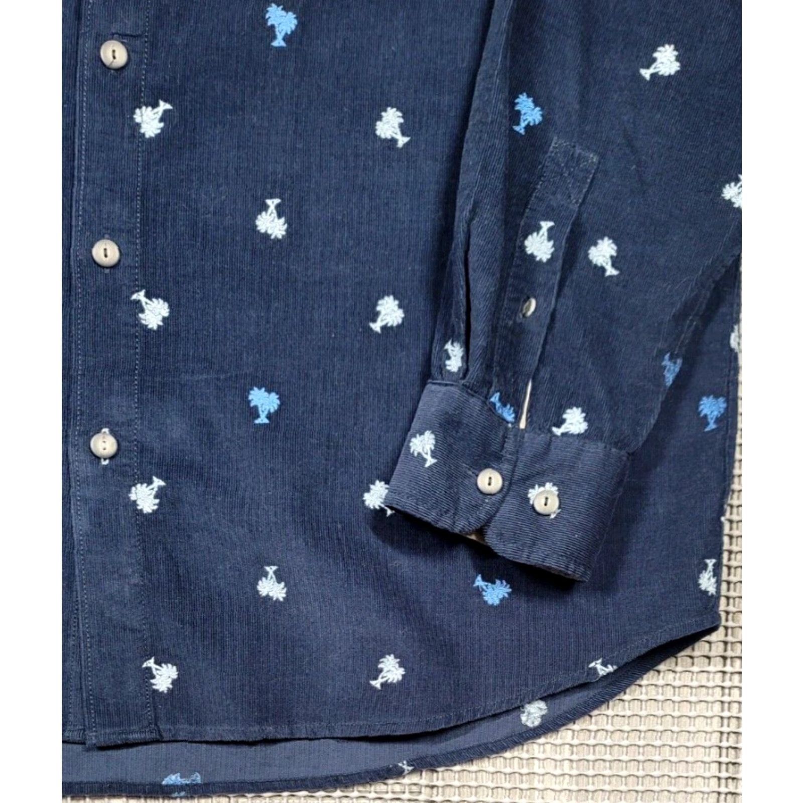 Tommy Bahama Tommy Bahama Button-Up Mens Blue Corduroy Long Sleeve Embroidered Palm Trees XL Size US XL / EU 56 / 4 - 6 Thumbnail