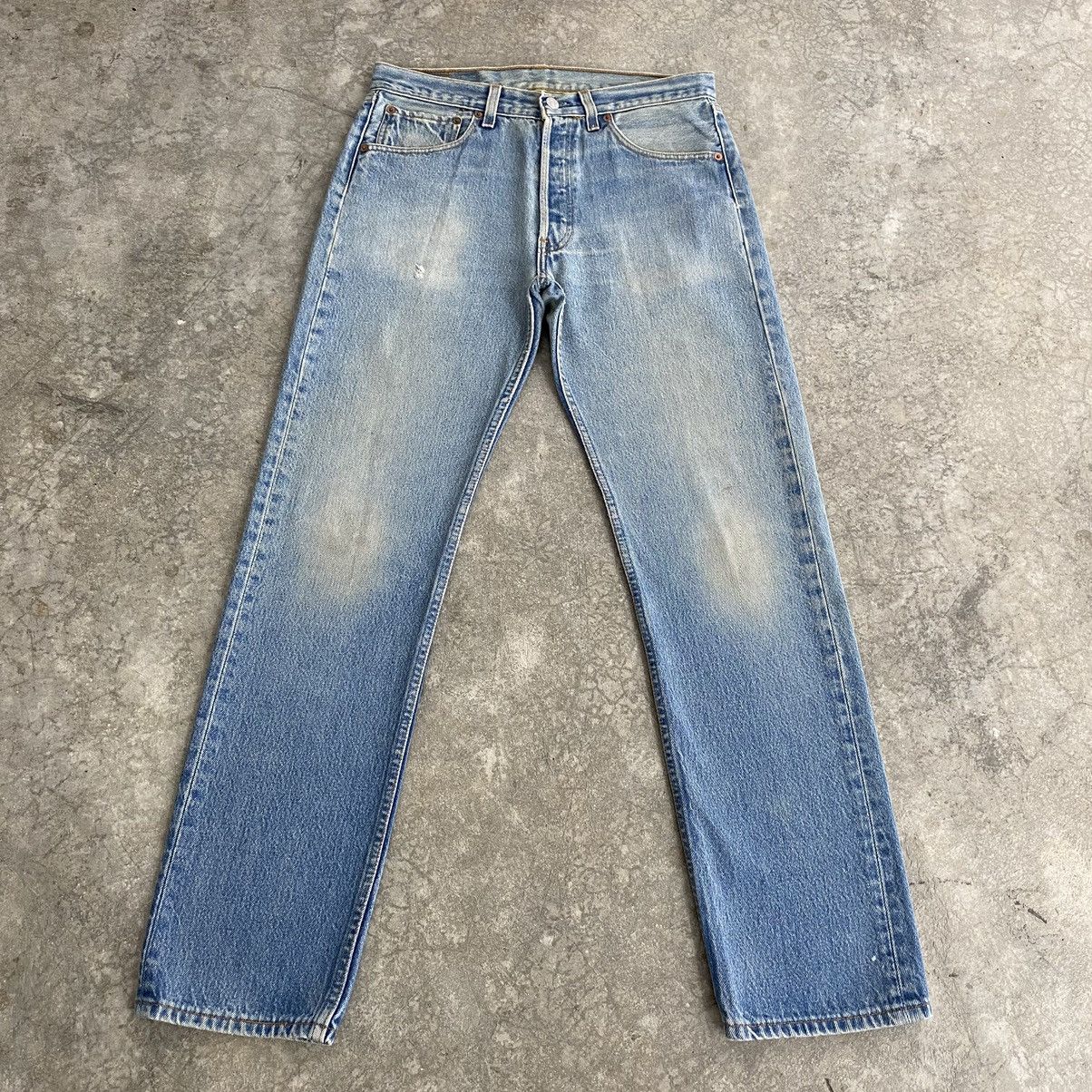 image of Vintage 1995 Levis 501Xx Light Blue Denim Jeans, Men's (Size 31)
