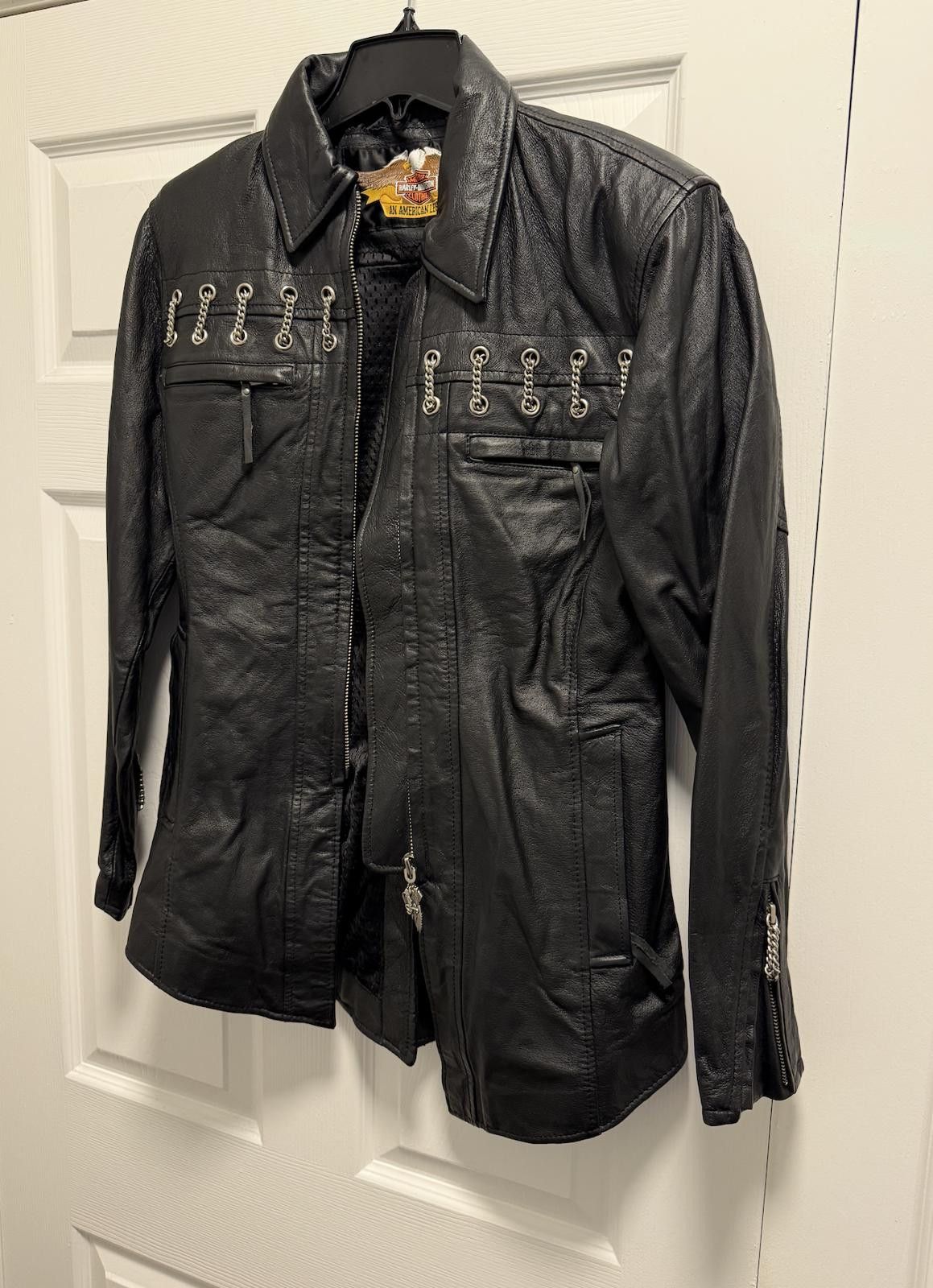 Harley Davidson Harley-Davidson Genuine Leather Chain Detail Jacket S Size S / US 4 / IT 40 - 1 Thumbnail