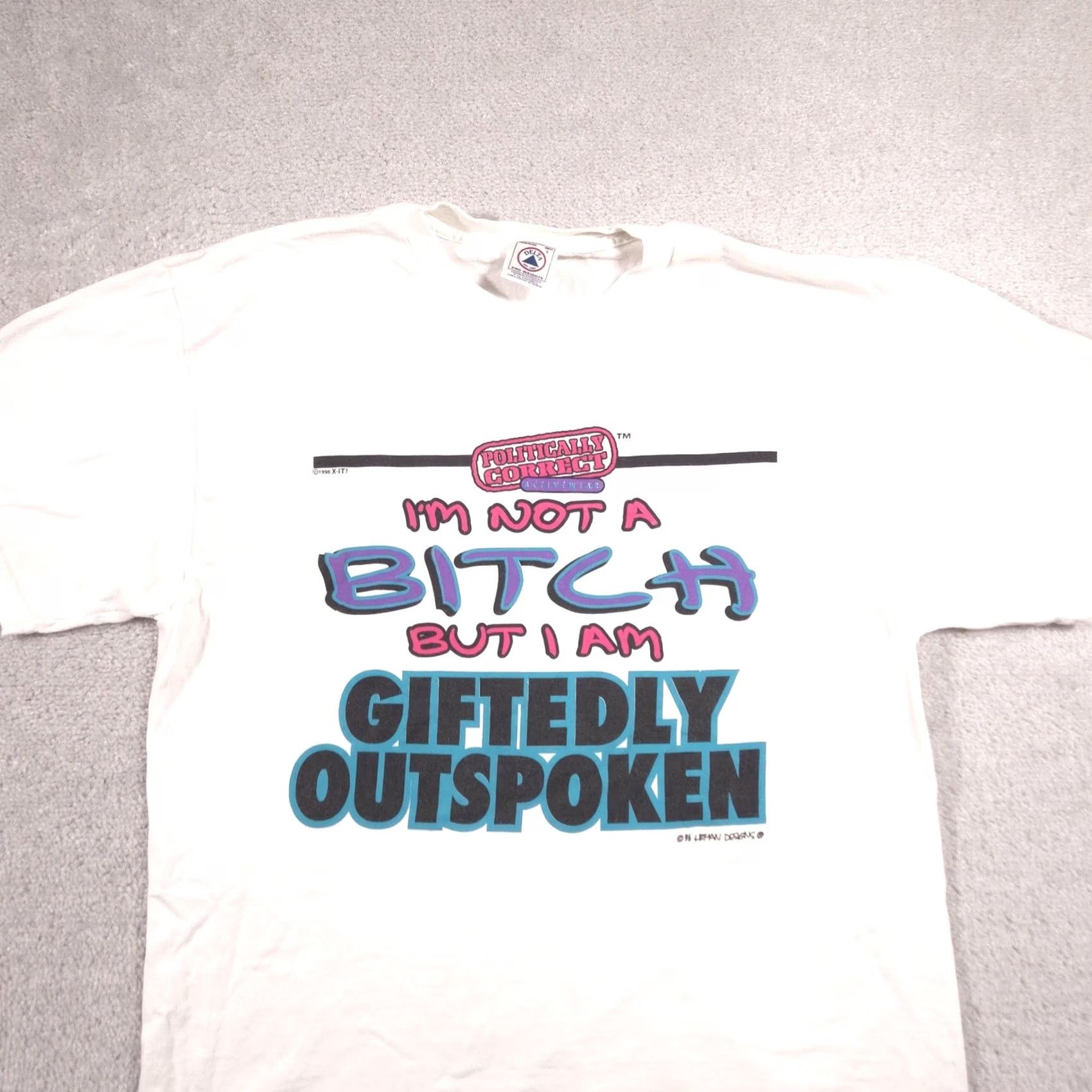 Delta VINTAGE Delta Shirt Mens Large White Politically Correct Giftedly Outspoken 90s Size US L / EU 52-54 / 3 - 3 Thumbnail