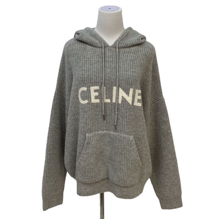 Celine Celine Logo Knit Hoodie Gray S Size S / US 4 / IT 40 - 1 Thumbnail