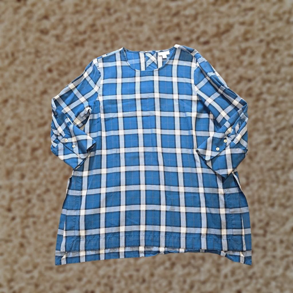 J. Jill J. Jill Top Women Blue Plaid Tunic Long Sleeve Button Shirt Casual Dressy Shirt Size M Size M / US 6-8 / IT 42-44 - 1 Thumbnail