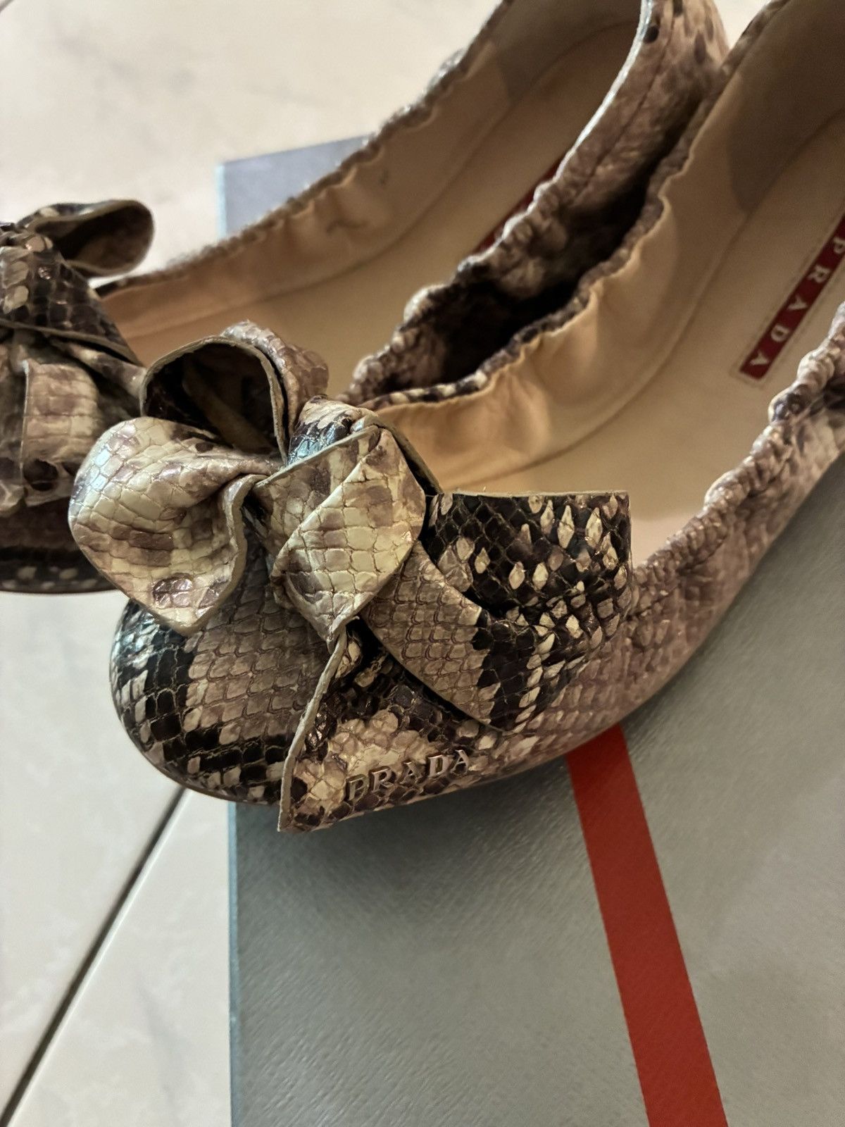 Prada Calzature Donna St. Pittone Roccia(Python Ballet Flats) sz37 Size US 7 / IT 37 - 3 Thumbnail