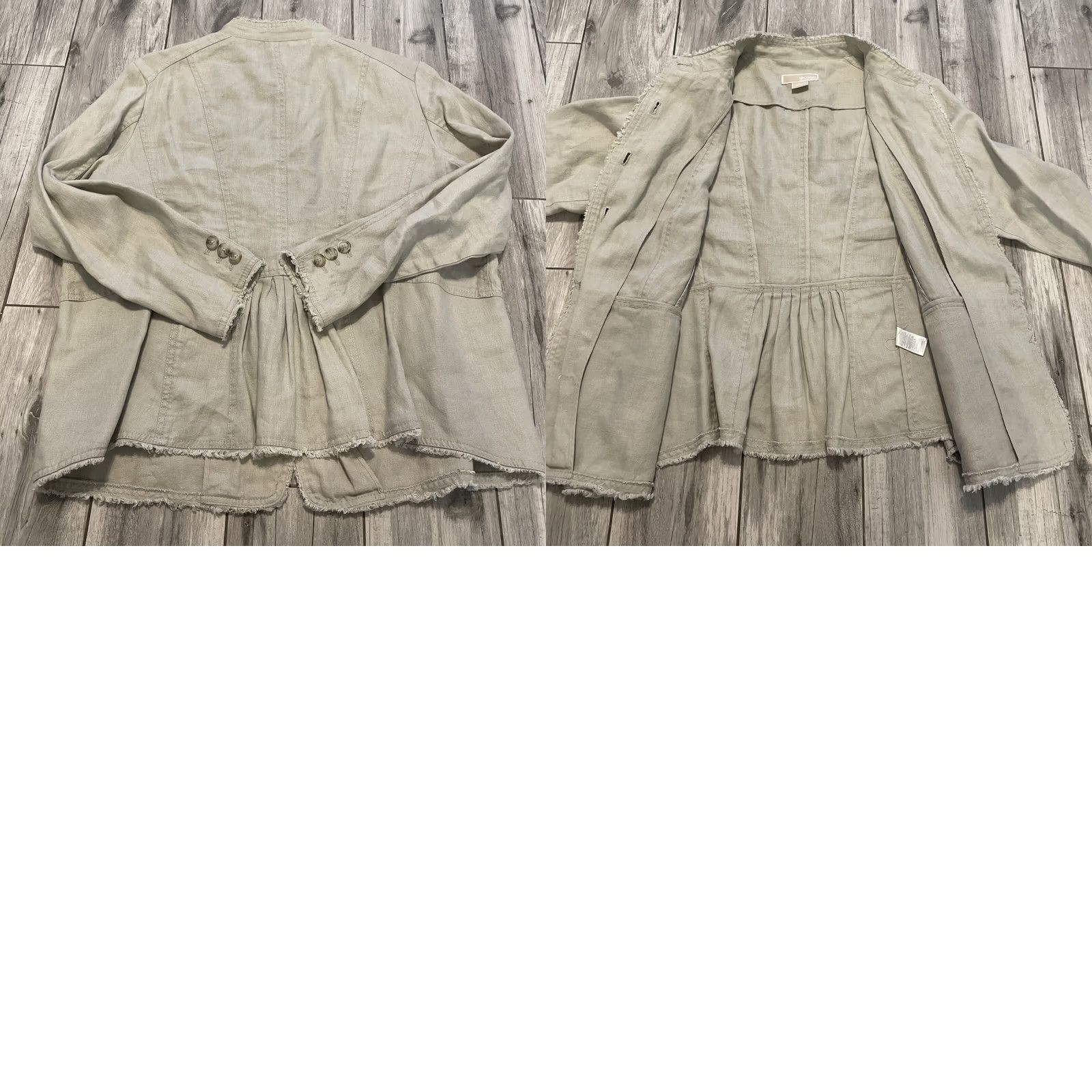 Vintage MICHAEL Michael Kors Women's Linen Button Front Blazer Jacket 16W Tan Linen Basic Jacket 16W Womens Size XXL / US 16-18 / IT 52-54 - 9 Thumbnail